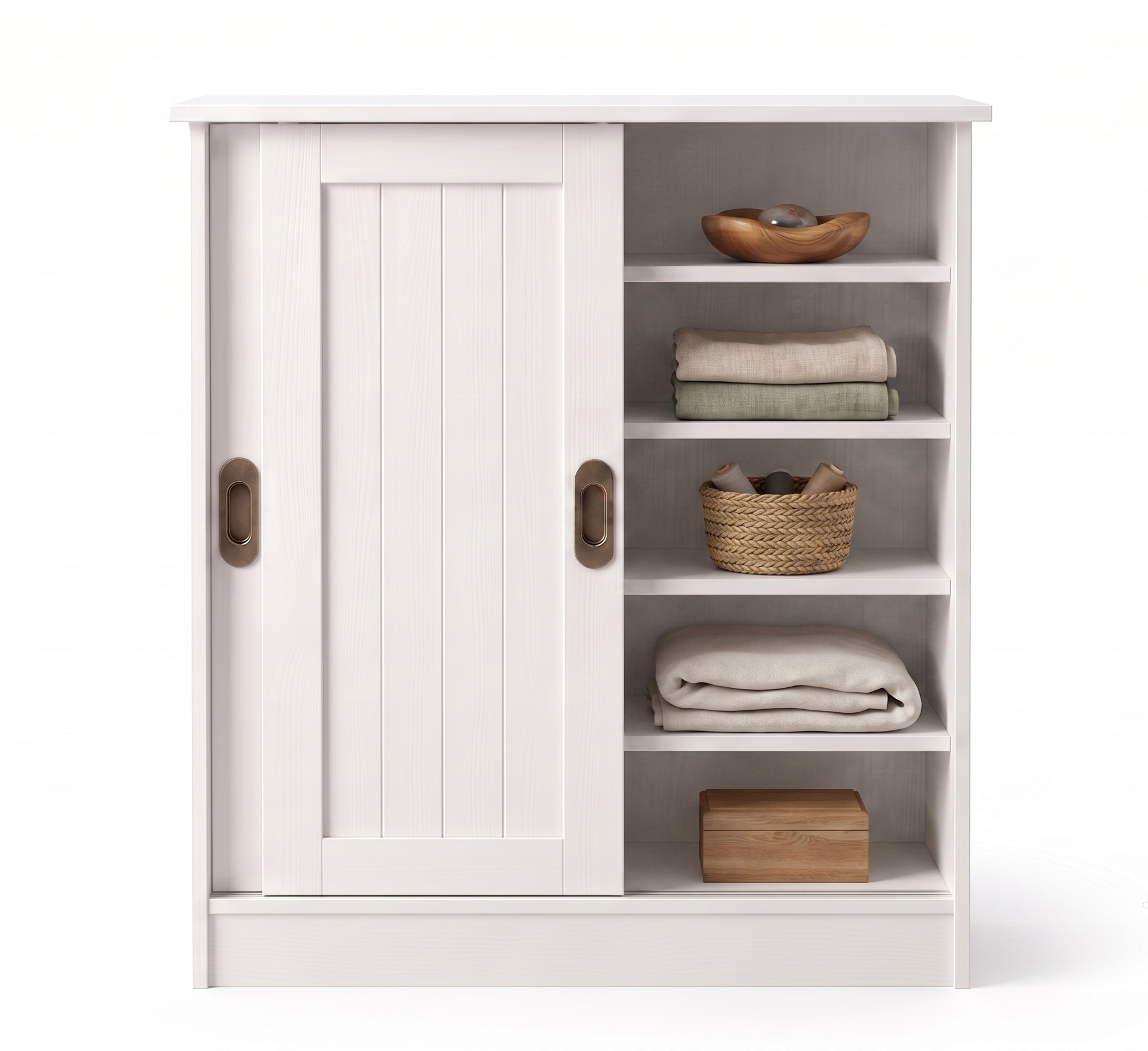 GOODproduct Armoire à chaussures »Malmö Schuhkommode mit Schiebetüren« L/P/H : 77/37/89 cm,  en pin massif certifié FSC®, largeur 77 cm