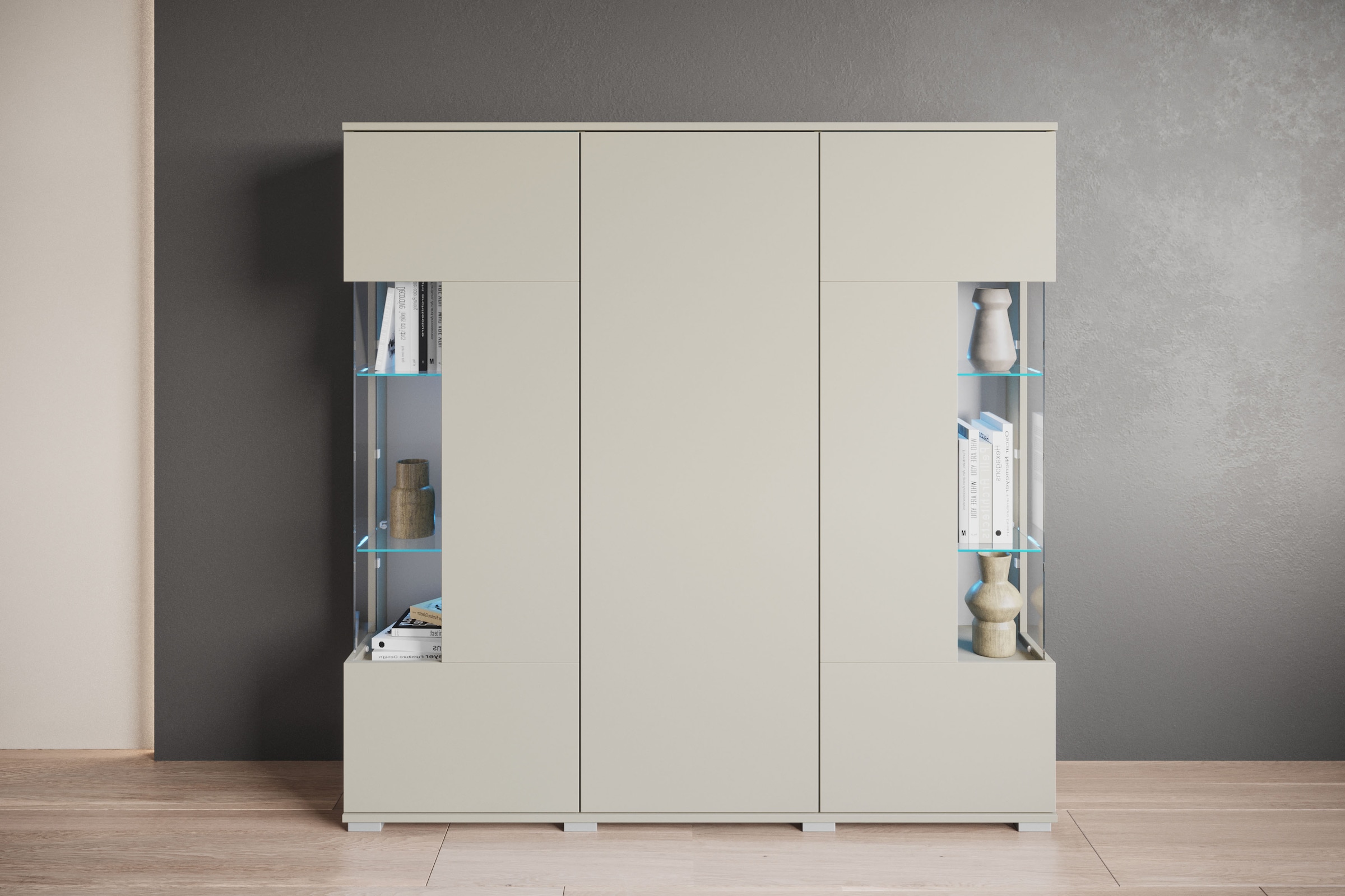 GOODproduct »Kenia« 1 cuis tlg. Buffet moderne, avec portes en verre, largeur 135 cm