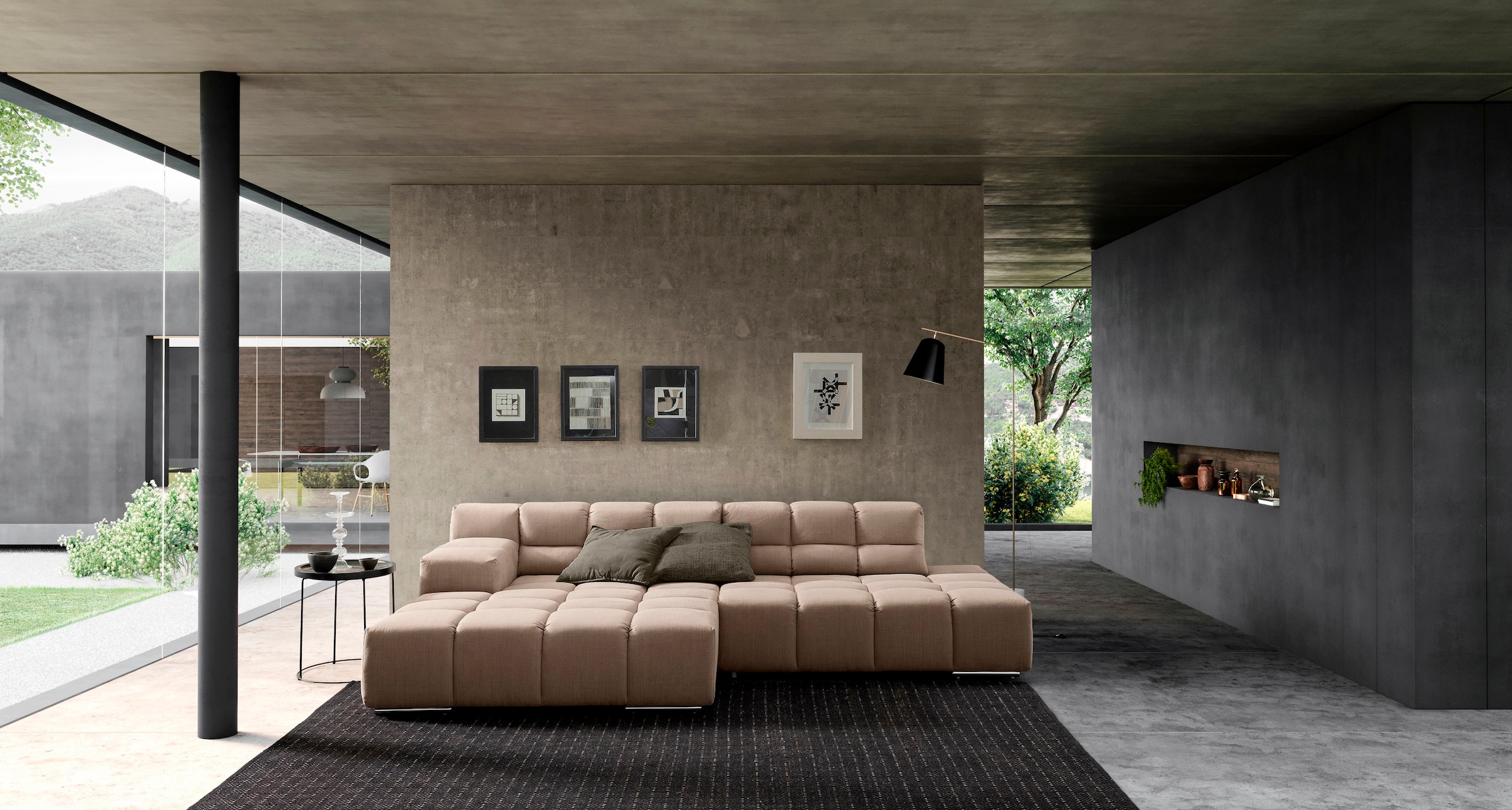 designwerk Ecksofa »Temple, Designsofa trifft hohen Sitzkomfort, L-Form« mit Sitztiefenverstellung