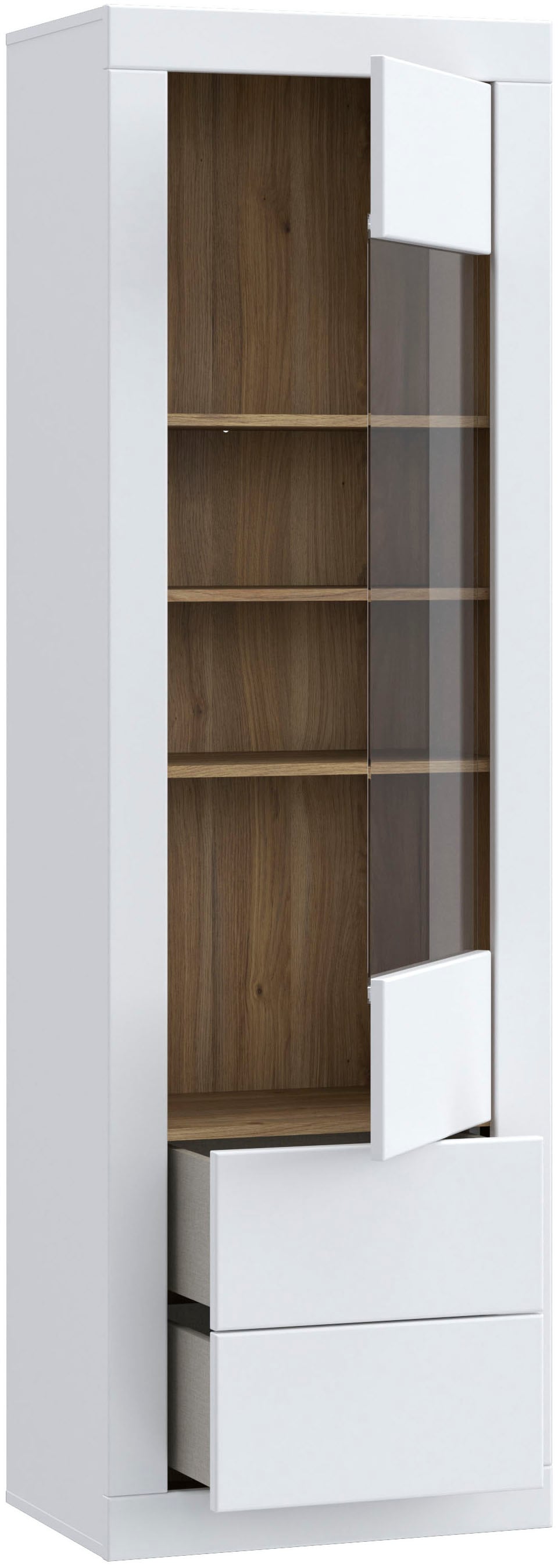 FORTE Vitrine »Lefkadas, Breite 61,3cm , Höhe 196 cm« Vitrine, grifflose Front, breite Rahmenoptik, Tür mit Glaseinsatz