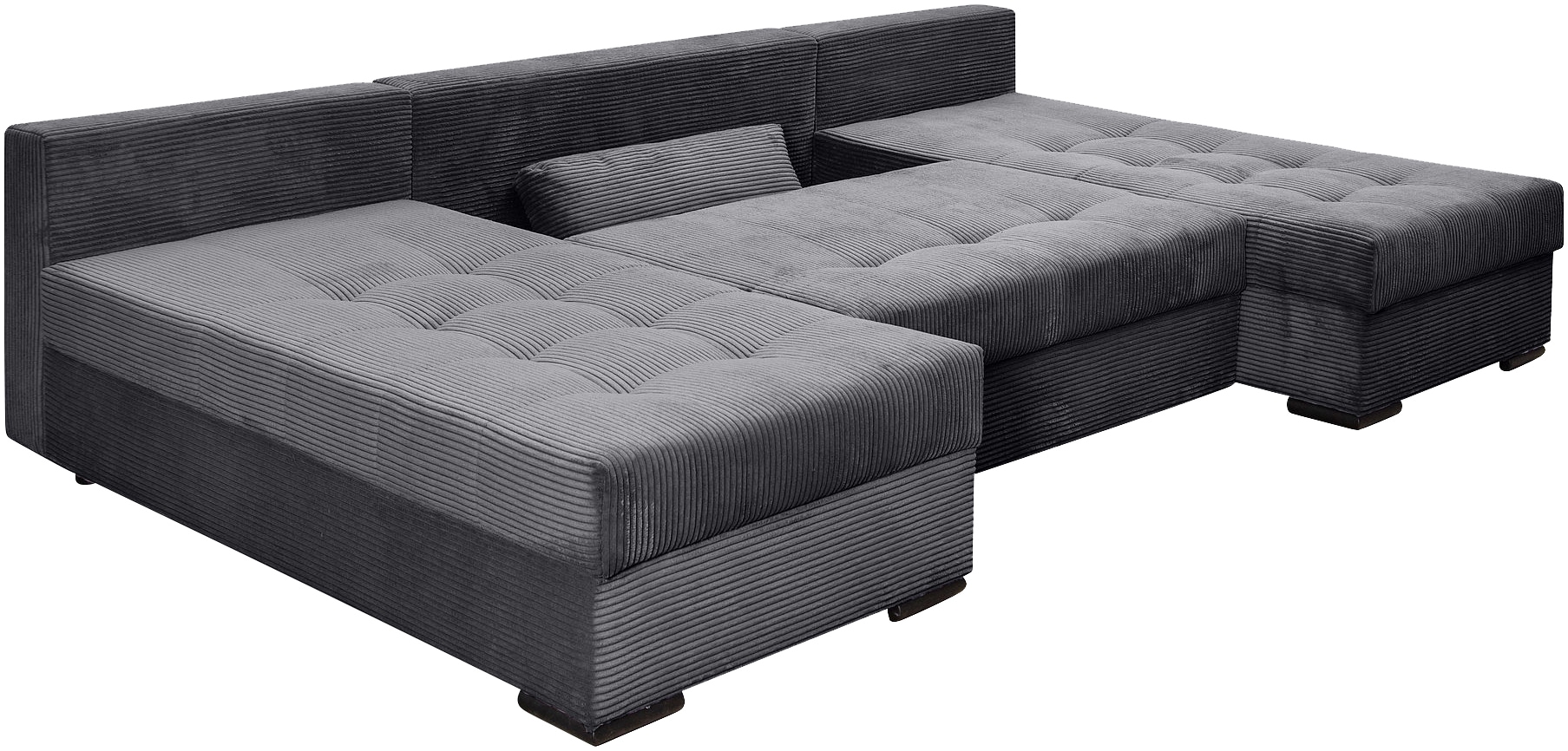 COLLECTION AB Wohnlandschaft »Josy U-Form, Breite 269 cm, Flachgewebe, Struktur, Cord & Cord/Mix«, (Cord-/Mix), inkl. Bettfunktion, Bettkasten, mit 3 gleich grossen Rückenkissen