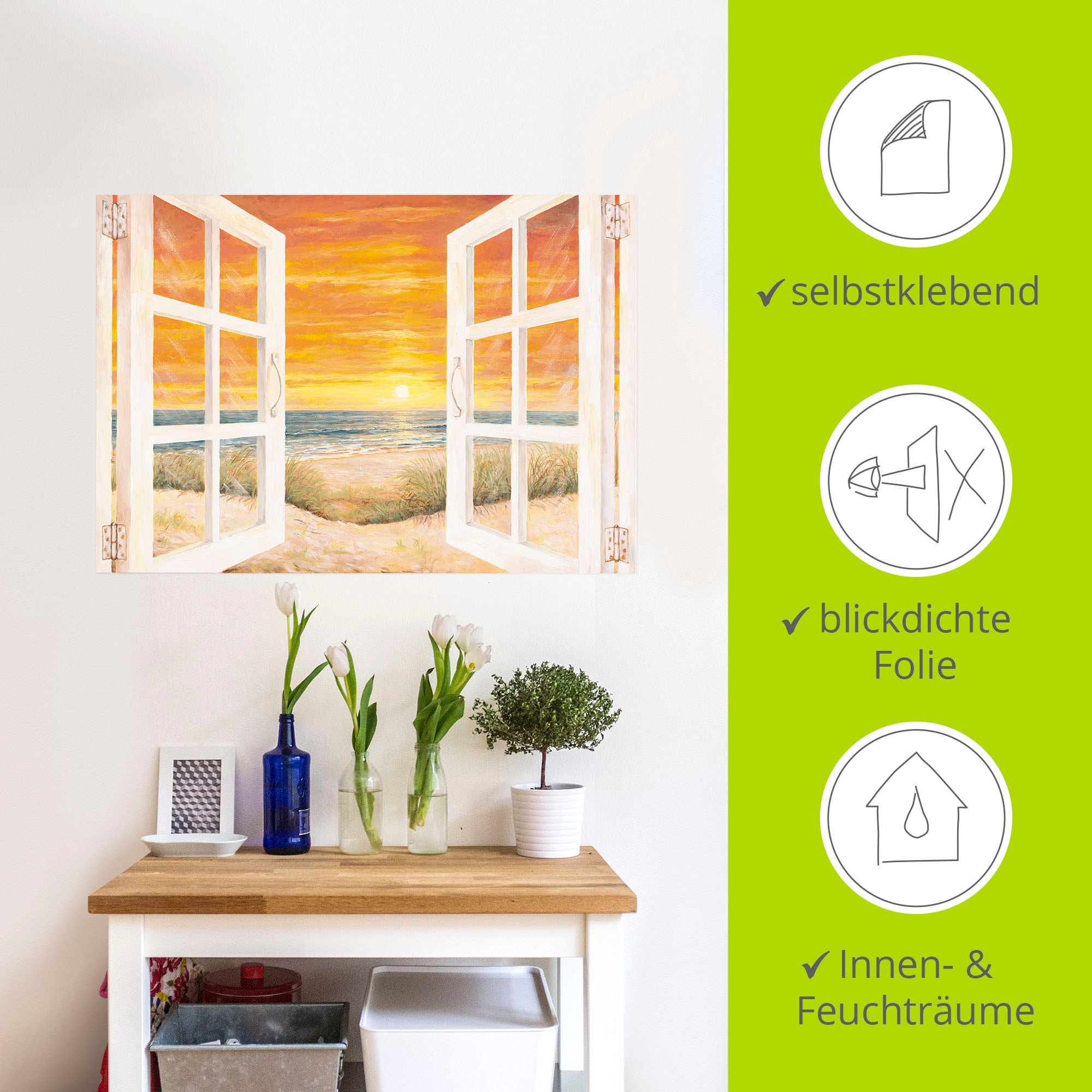 Artland Wandbild »Fenster zum Meer«, Meer Bilder, (1 St.), als Alubild, Outdoorbild, Leinwandbild, Wandaufkleber, versch. Grössen