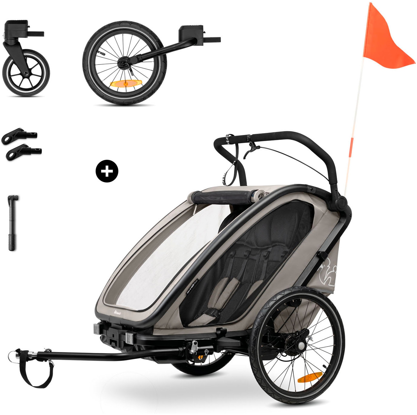 Hauck Fahrradkinderanhänger »Bike N Walk Duo« für 2 Kinder, inkl. Deichsel