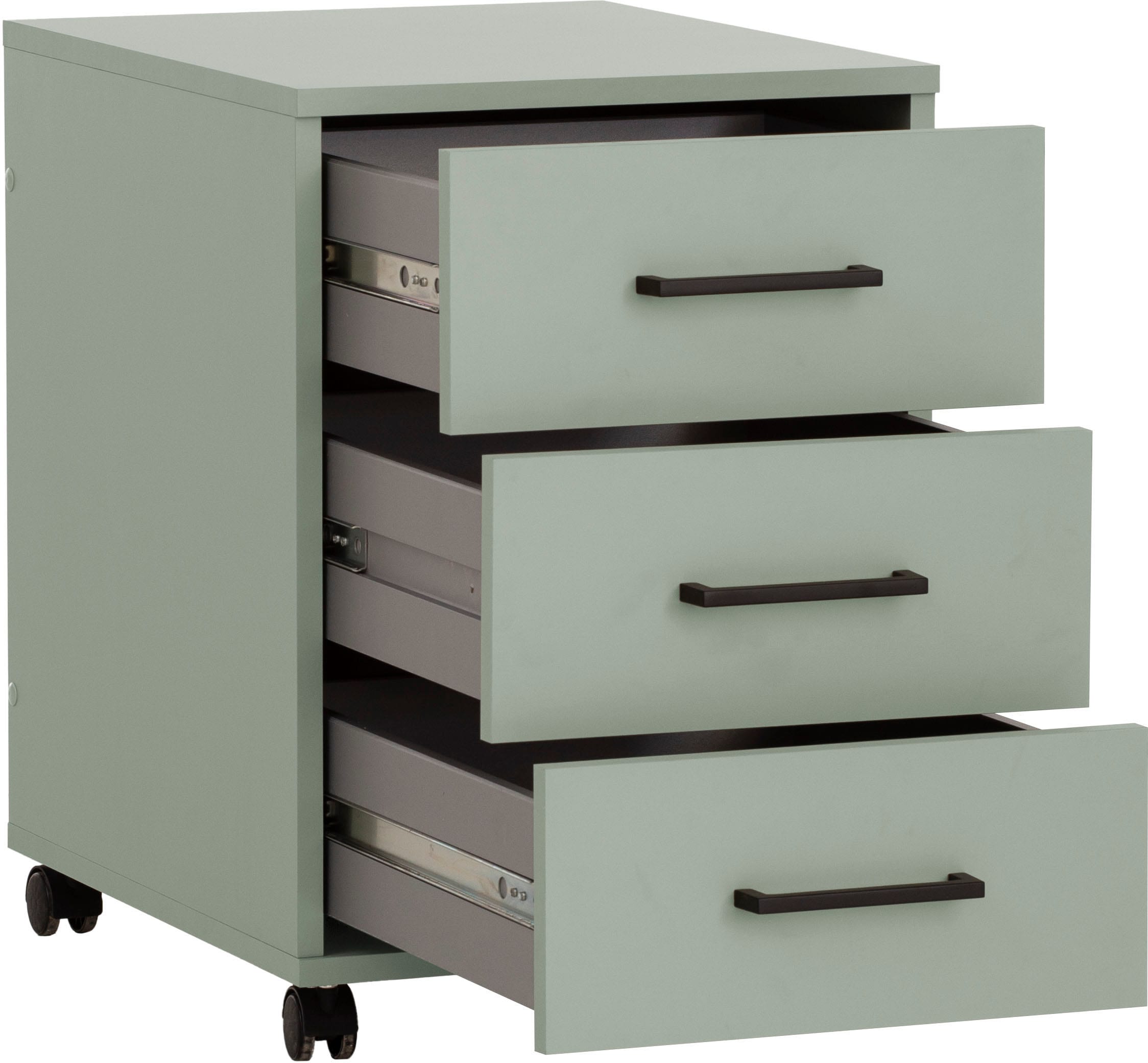 welltime Rollcontainer »Ruby, Breite 40 cm«, Mit Stifteinsatz, Metallbeschläge, feststellbare Möbelrollen