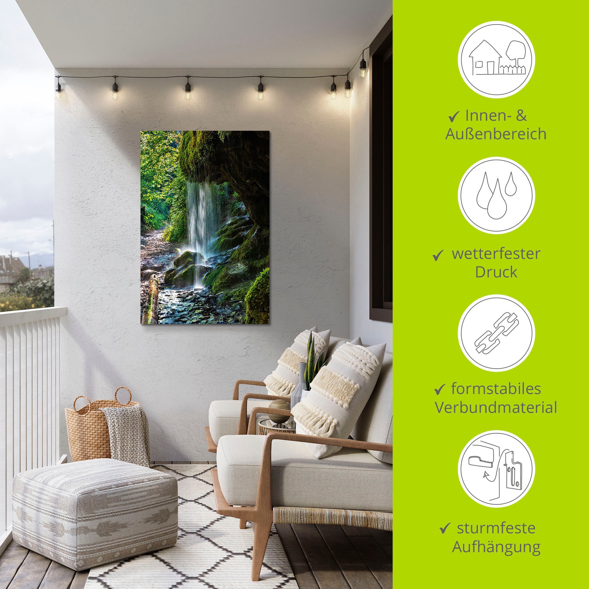 Artland Wandbild »Moosbedeckter Wasserfall« Wasserfallbilder 1 Stk. tlg. als Alubild, Outdoorbild, Leinwandbild, Wandaufkleber, versch. Grössen