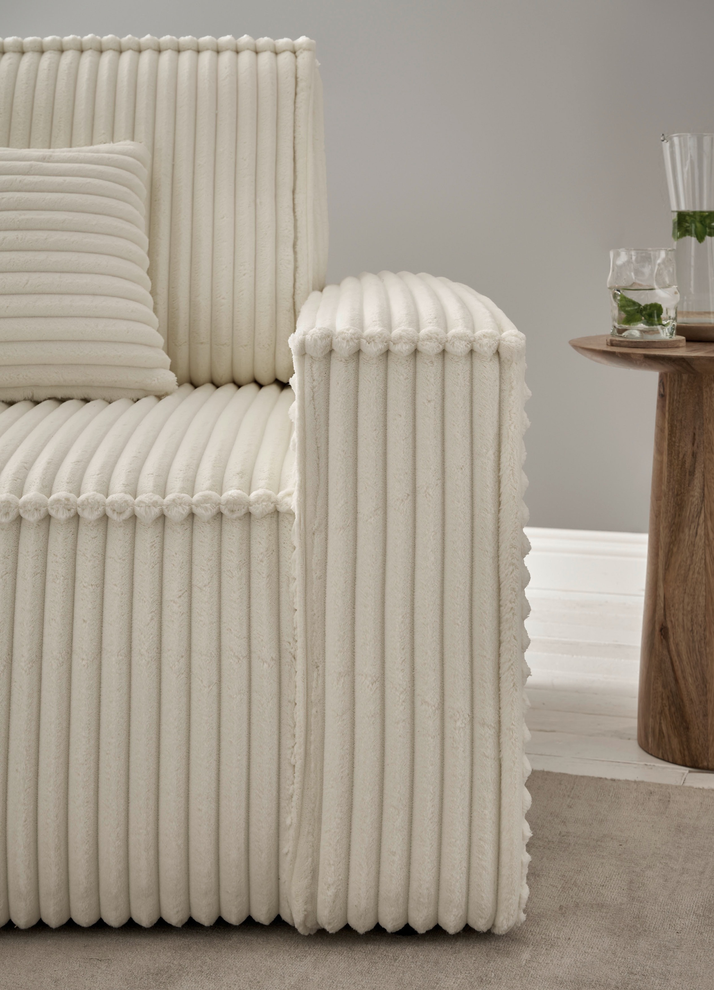 andas Wohnlandschaft »FINNLEY U-Form XXL 329 cm, Schlafsofa, Schlaffunktion m. Bettkasten«, (194/139 cm), Bouclé, Struktur und Cord