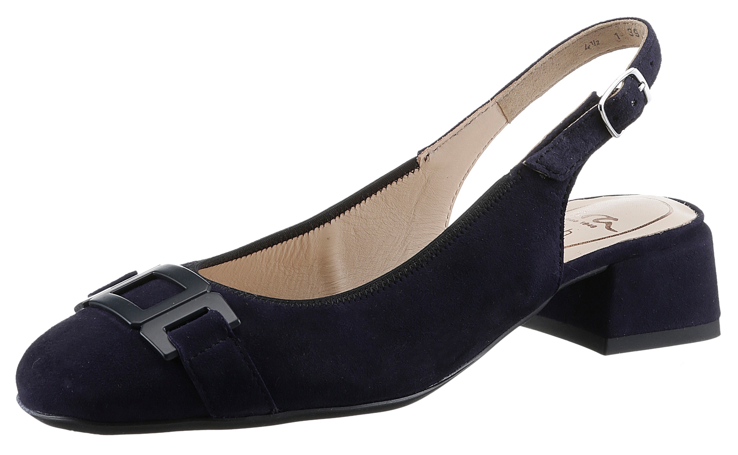 Slingpumps »GRAZ«, Abendschuh, Sommerschuh, Blockabsatz, in abgerundeter Form