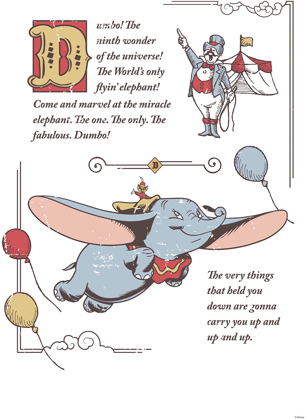 Komar Leinwandbild »Dumbo the Flying Elephant - Grösse 40 x 60 cm«, Disney, (1 St., 40 x 60 cm (Breite x Höhe), Keilrahmenbild mit Echtholzrahmen, Kinderzimmer