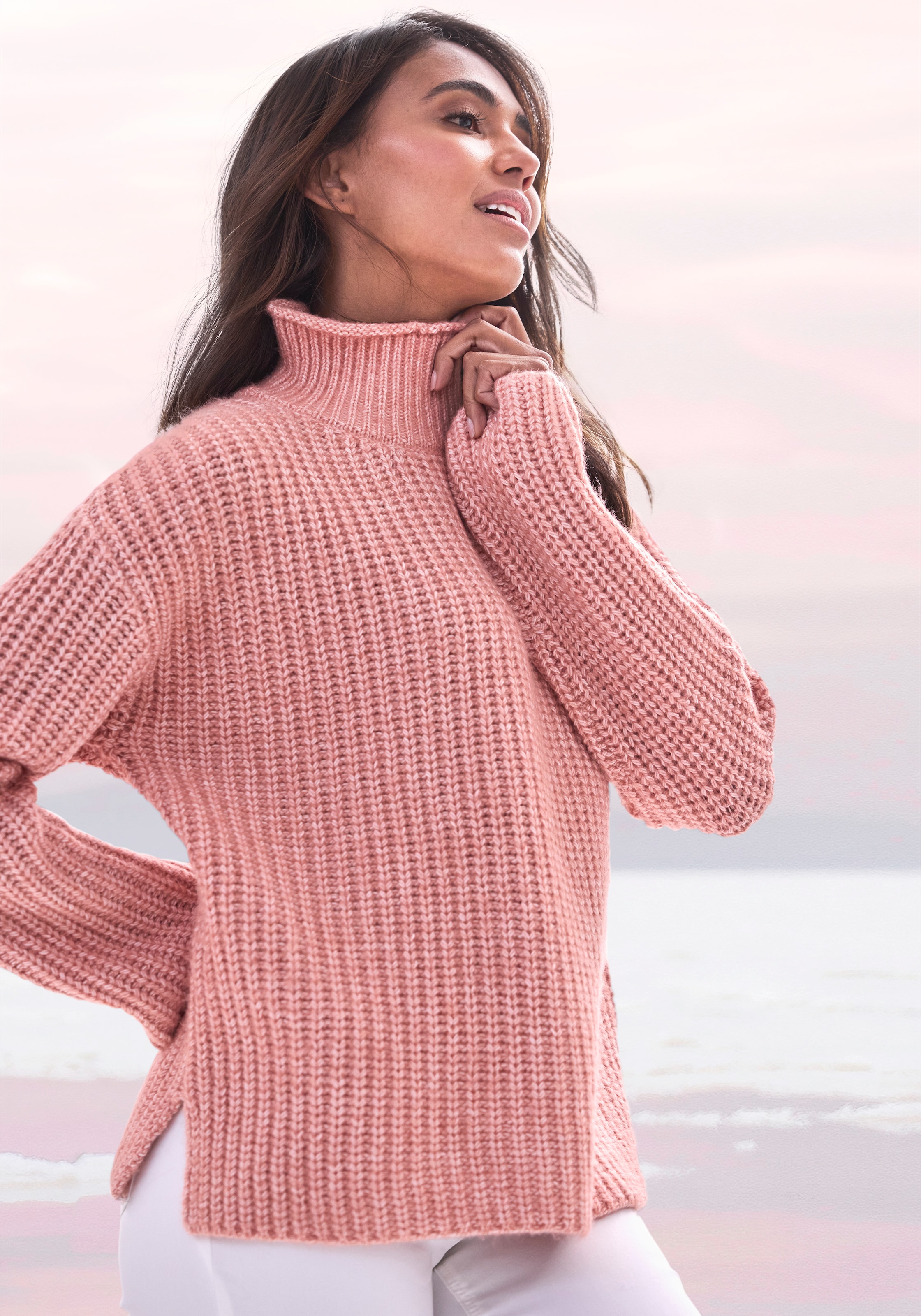 Image of Buffalo Stehkragenpullover in Melange-Optik, warmer Strick