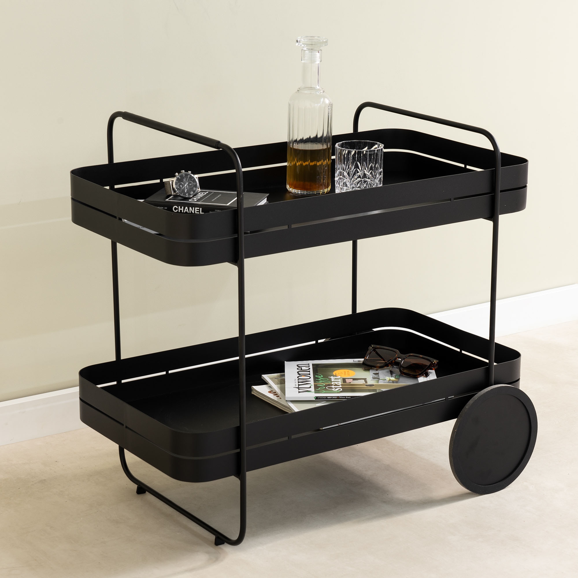 Image of Spinder Design Servierwagen "GIN & TROLLY" 1 Stk. tlg. Servierwagen aus Stahl mit Gummirädern