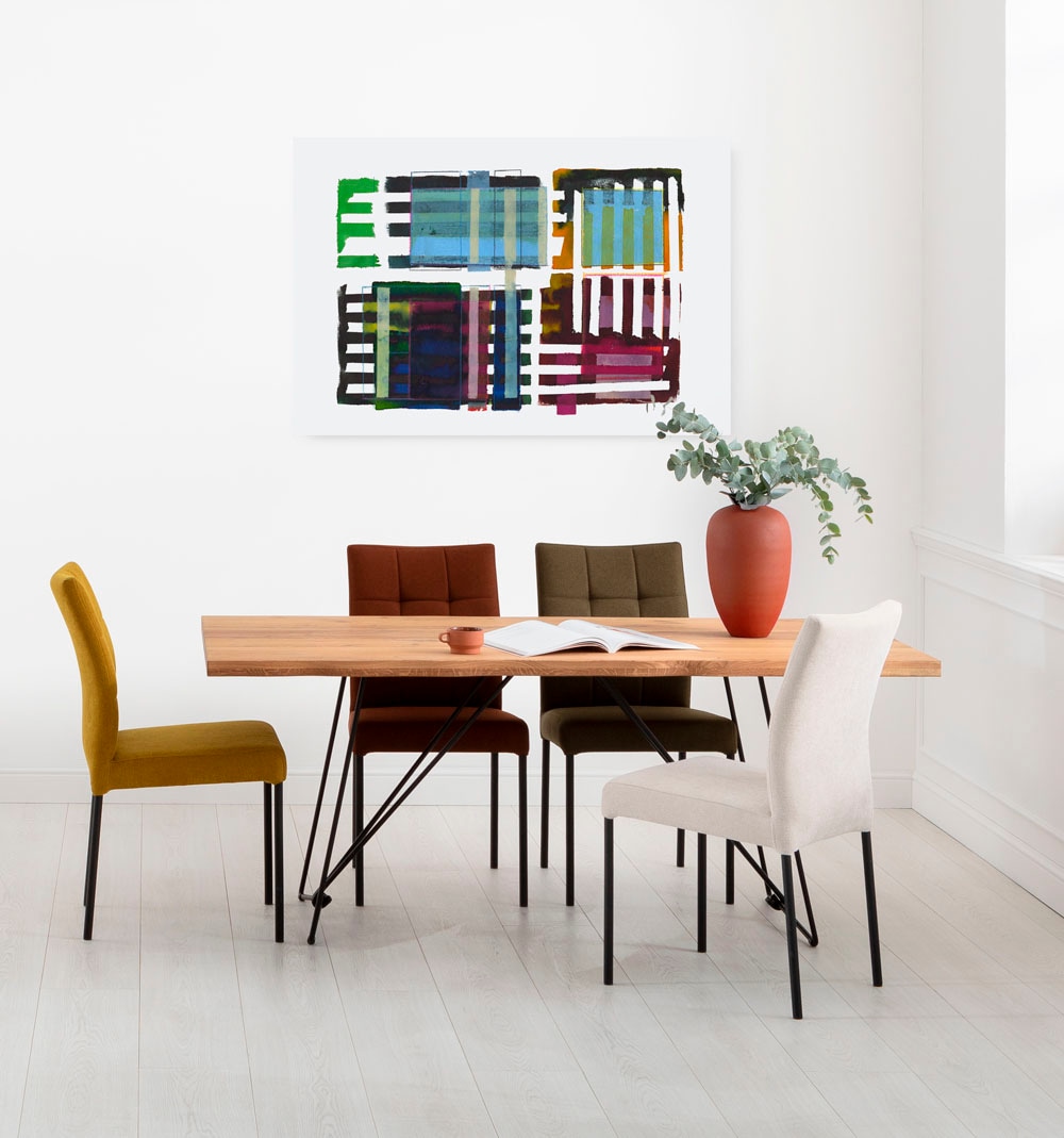 Image of Komar Leinwandbild "Grids & Stripes - Grösse 60 x 90 cm" Natur 1 Stk. tlg. Keilrahmenbild mi Echtholzrahmen