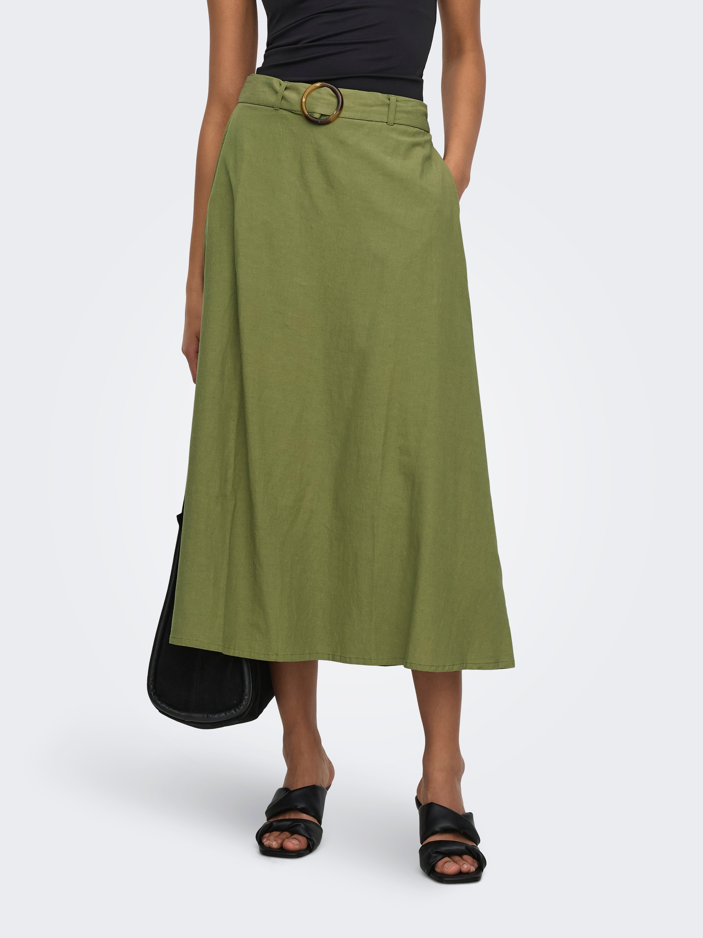 Image of JDY Maxirock "JDYMILAN LINEN HW BELTED SKIRT WVN DIA" Sommerrock mit Leinen