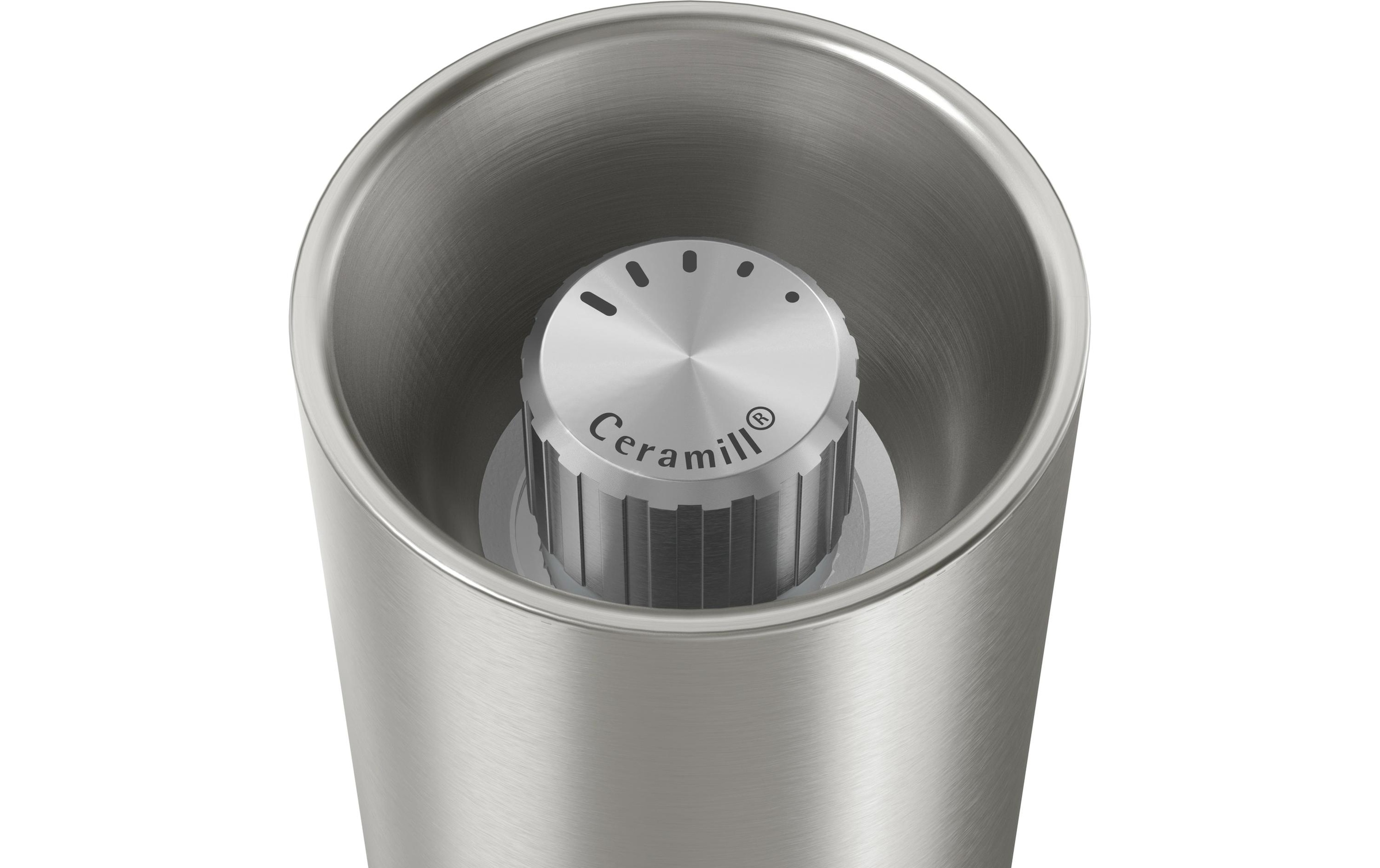 WMF Gewürzmühle »Signature Pro, aus Edelstahl« Keramikmahlwerk, einstellbarer Mahlgrad, magnetischer Deckel