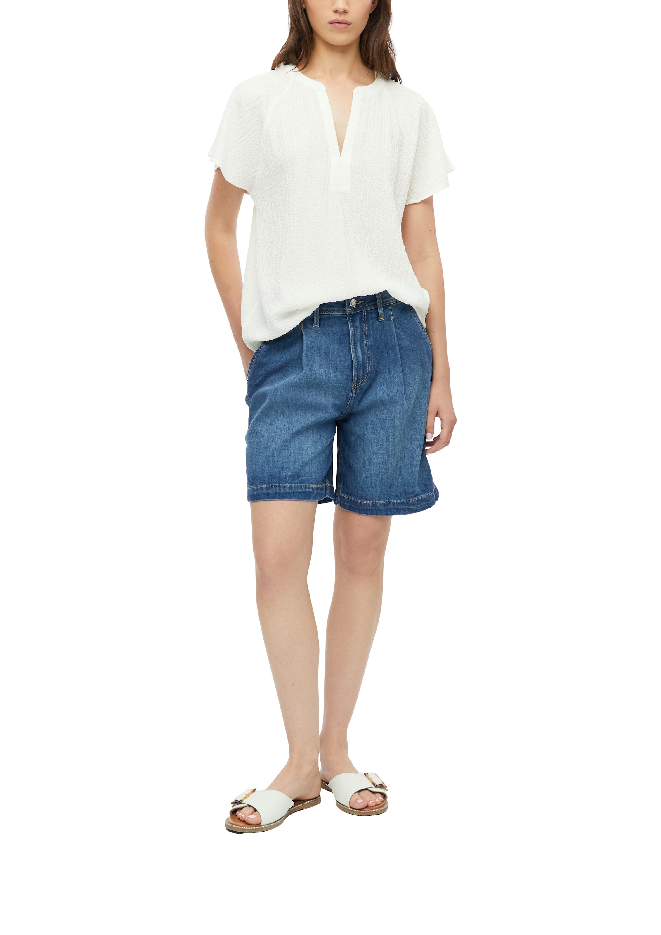 s.Oliver Blouse à manches courtes tunique d'été avec encolure fendue