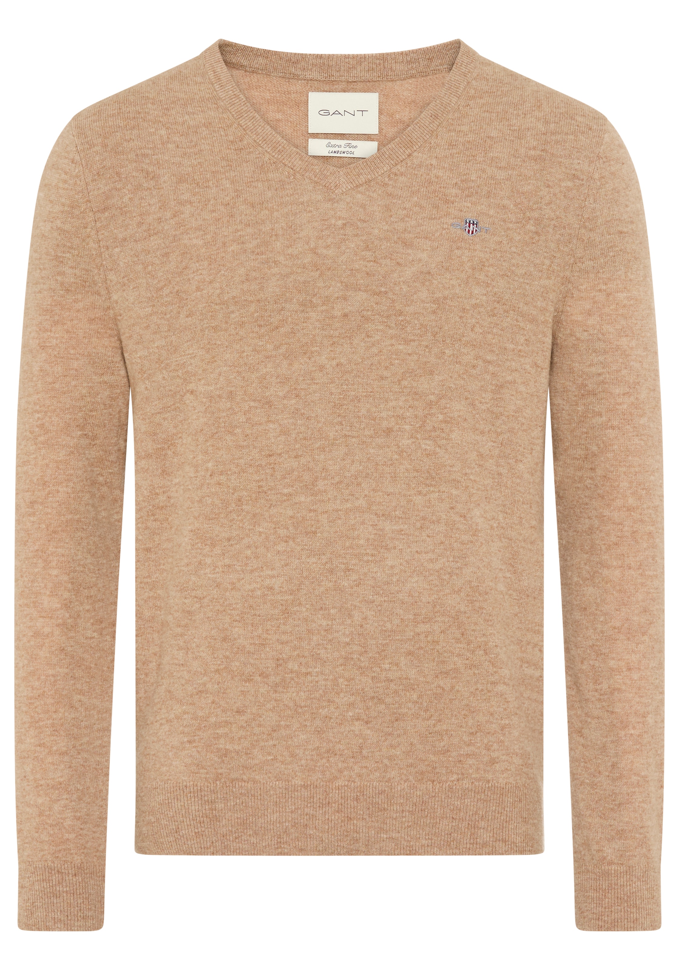 Image of Gant V-Ausschnitt-Pullover "EXTRAFINE LAMBSWOOL V-NECK" mit Logostickerei