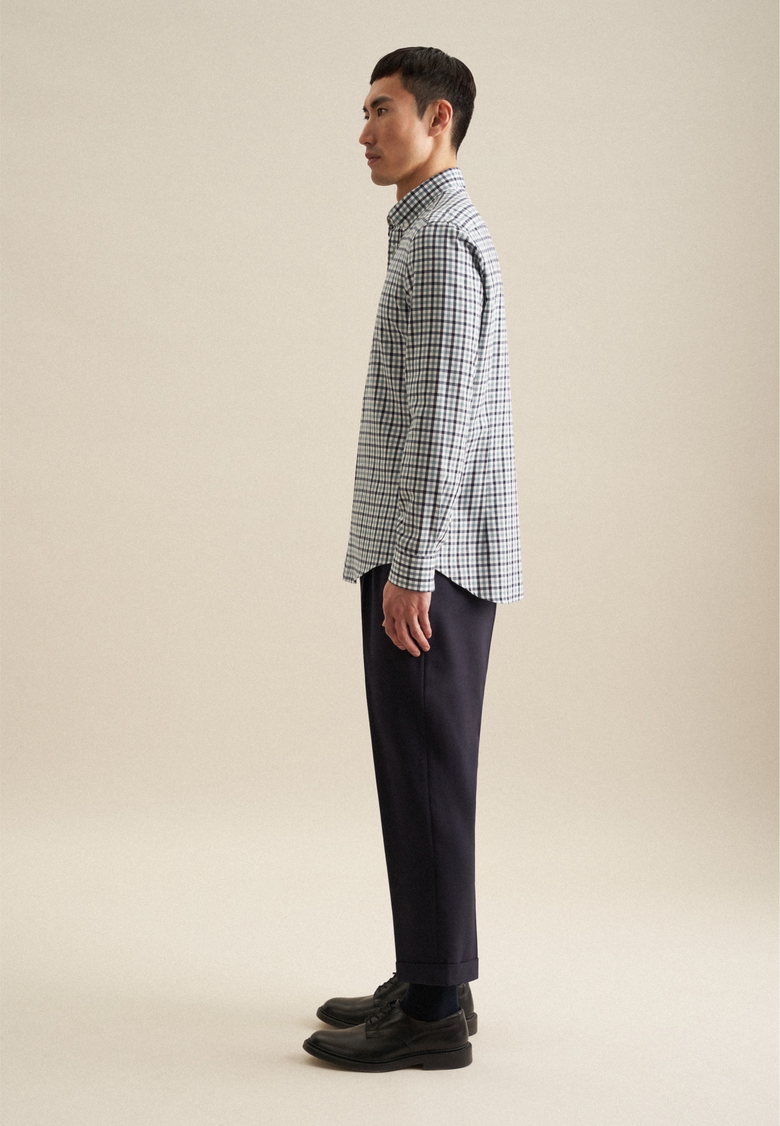 seidensticker Flanellhemd »Slim« Slim 1/1 Button-Down-Kragen Karo