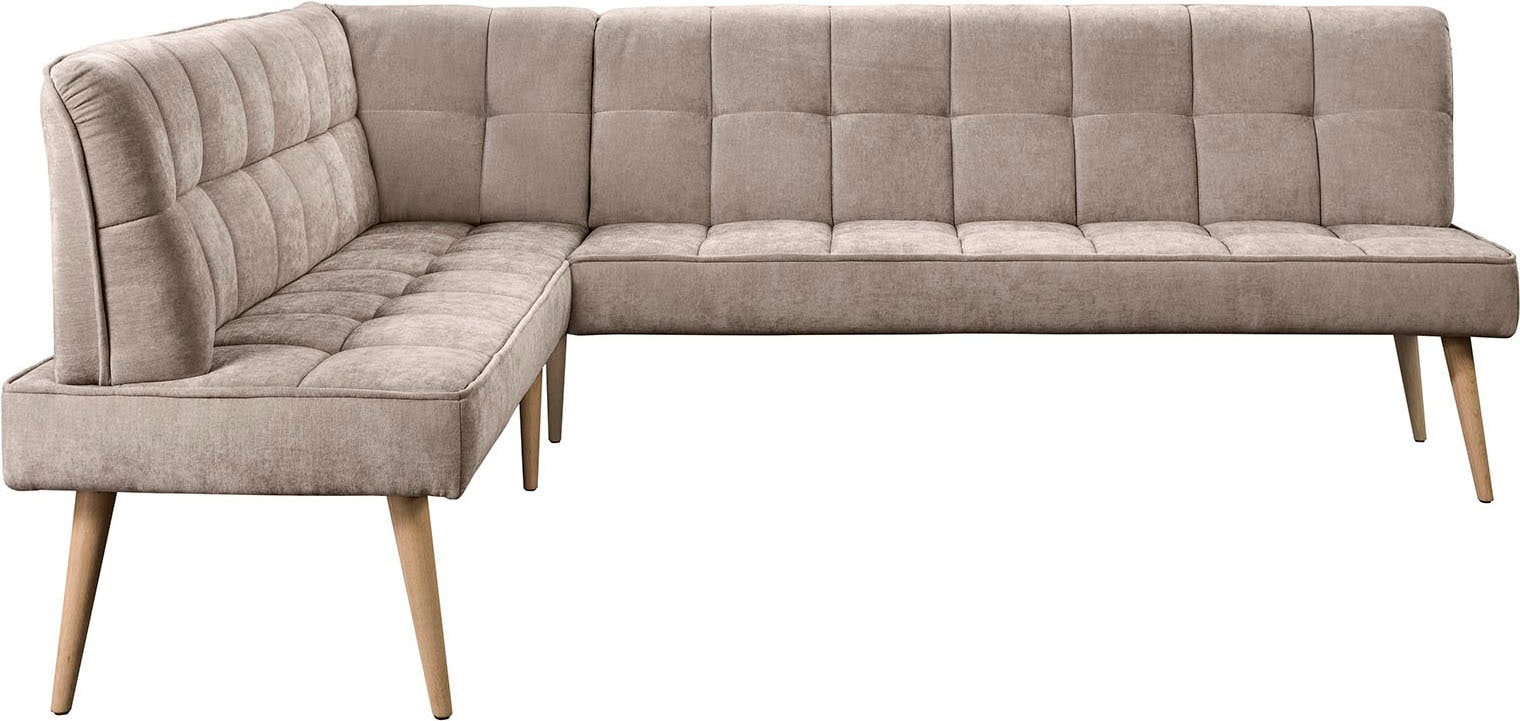 exxpo - sofa fashion Eckbank »Latte« moderne Sitz- und Rückensteppung, bequem und elegant, hoher Holzfuss