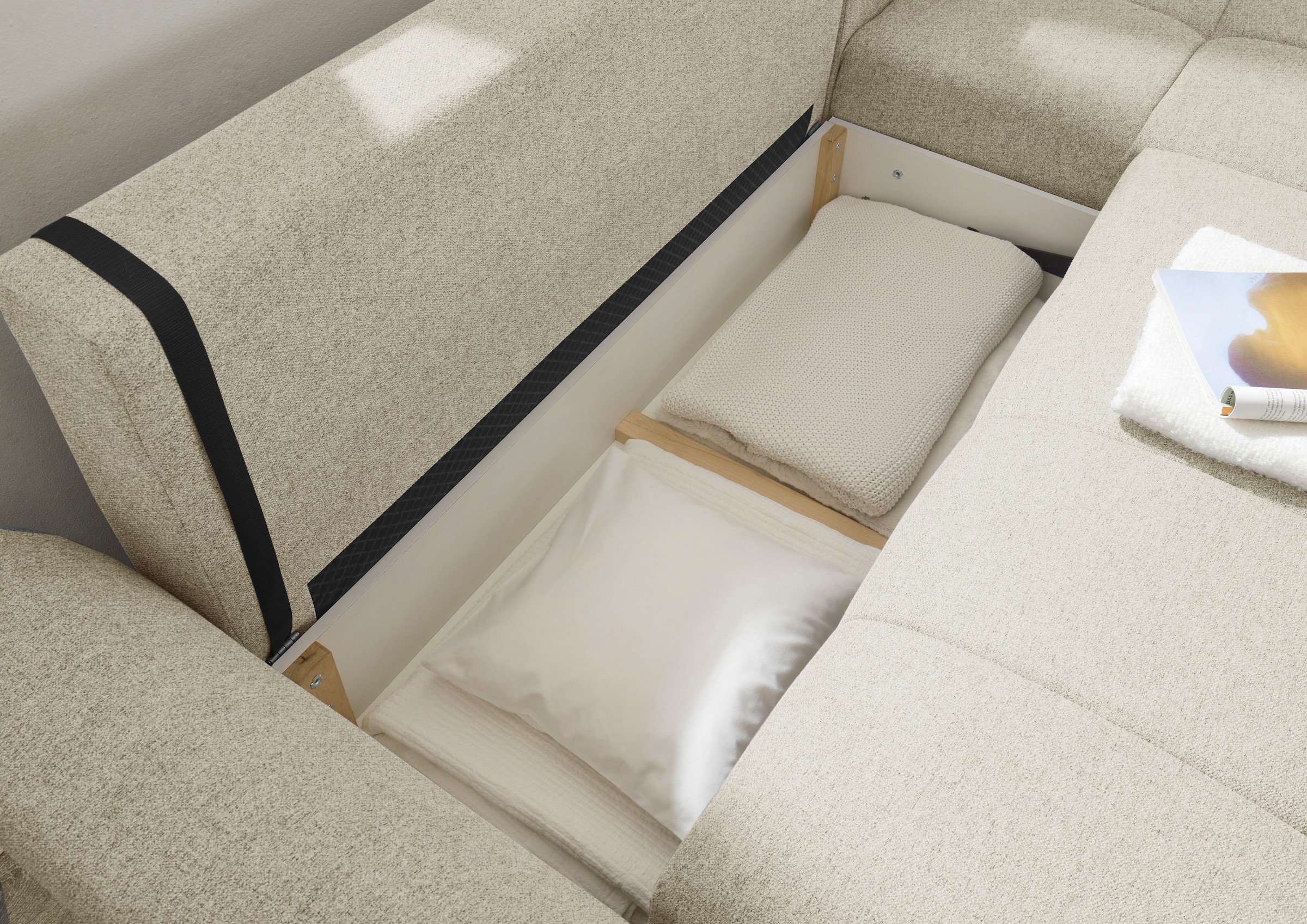 ED EXCITING DESIGN Ecksofa »Bern L-Form«, frei im Raum stellbar, mit Bettkasten, mit Schlaffunktion