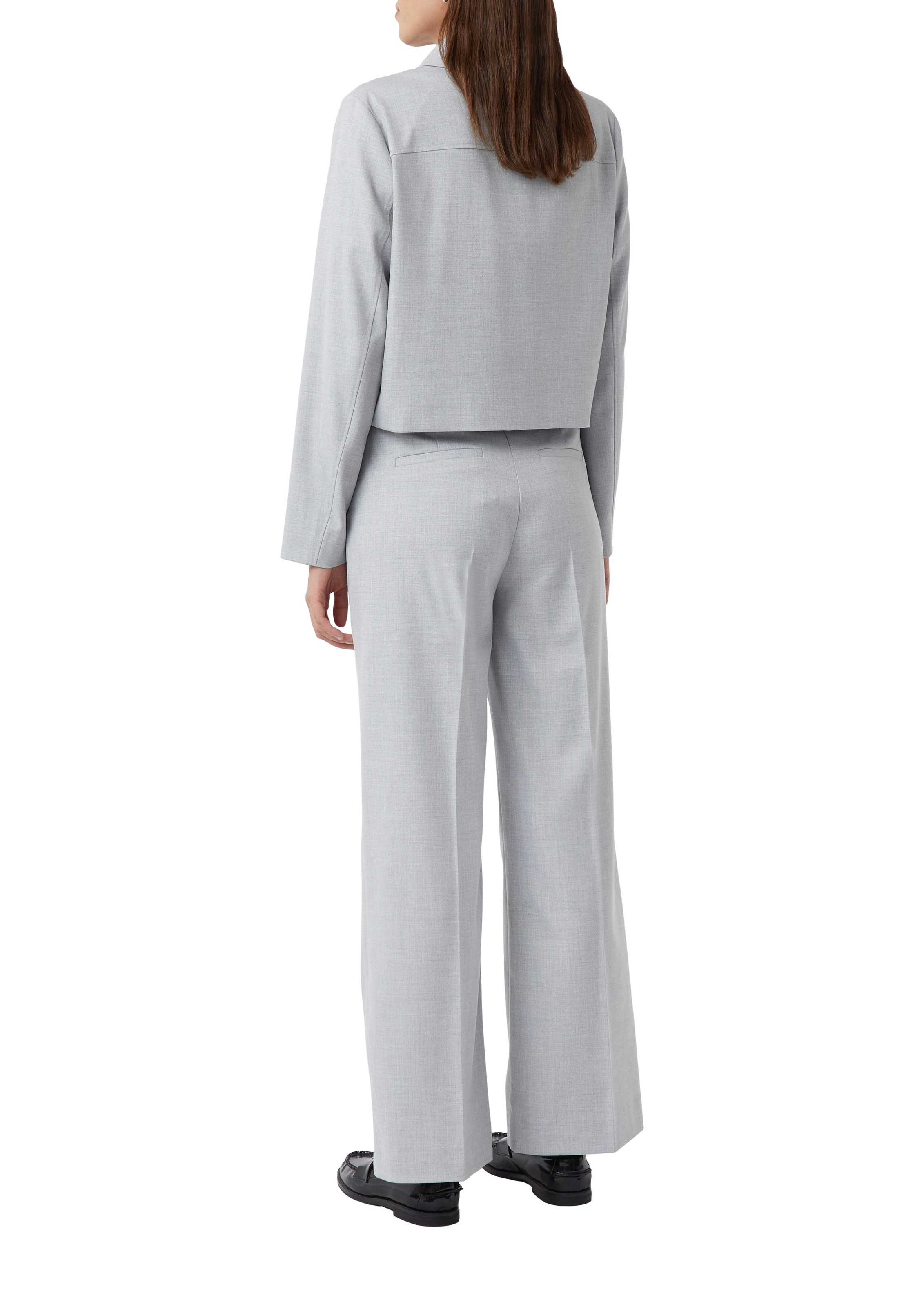 Comma Veste blazer court, avec col chemise et patte de boutonnage cachée