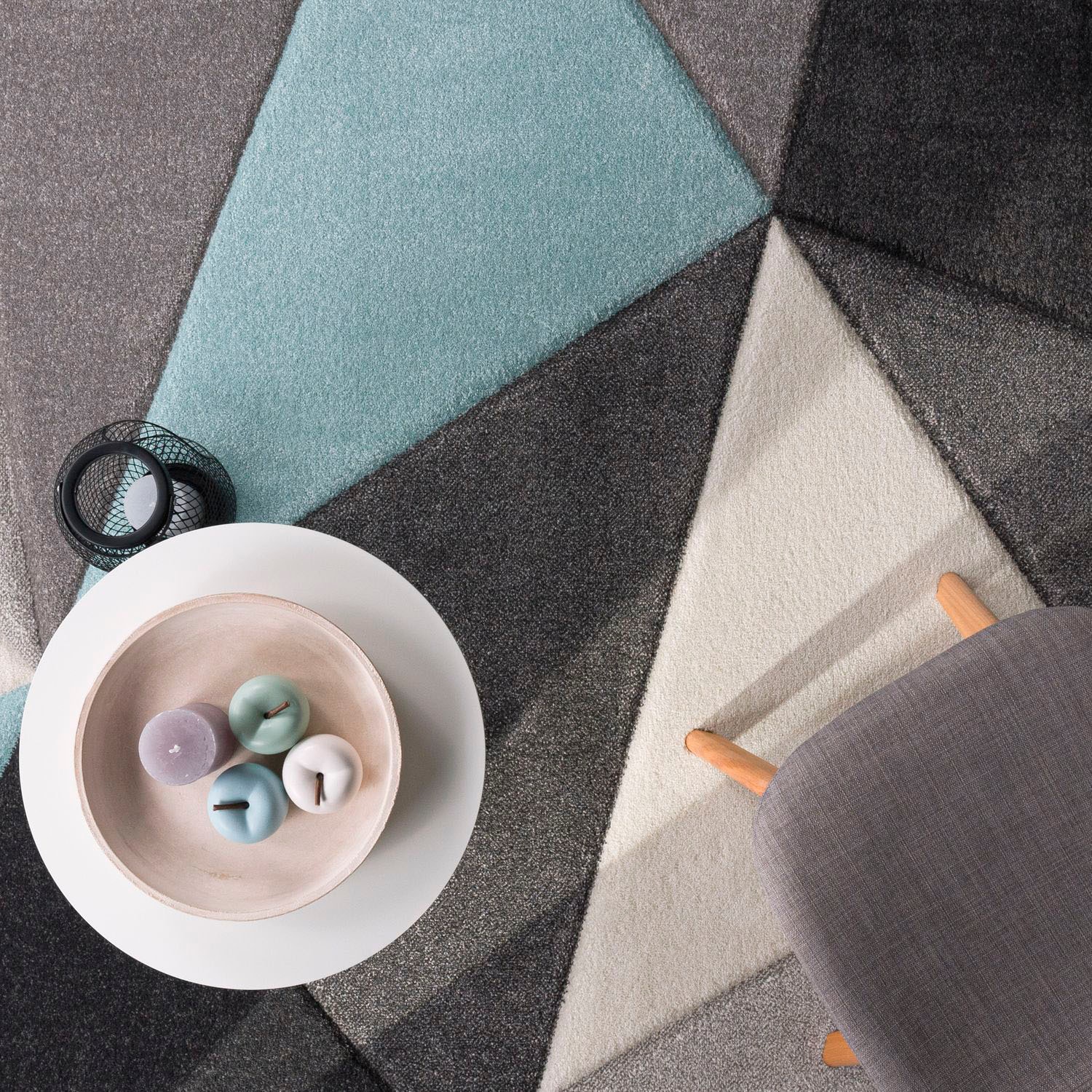 Paco Home Teppich »Lara 237«, rechteckig, 16 mm Höhe, Kurzflor, modernes geometrisches Design, mit Konturenschnitt