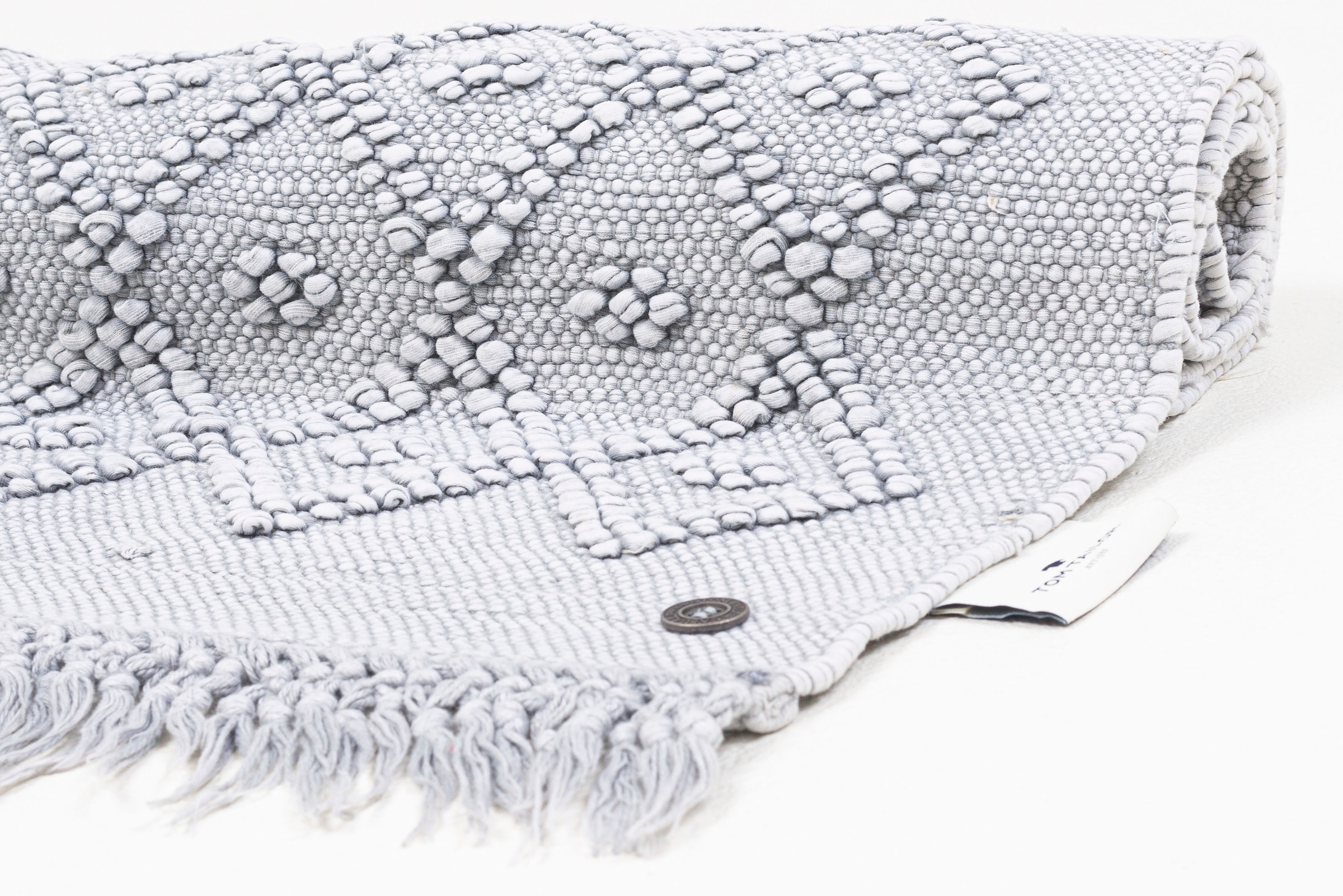 TOM TAILOR HOME Badematte »Vintage Wash«, fussbodenheizungsgeeignet, Badteppich, Uni Farben, Rauten Muster, mit Fransen, reine Baumwolle