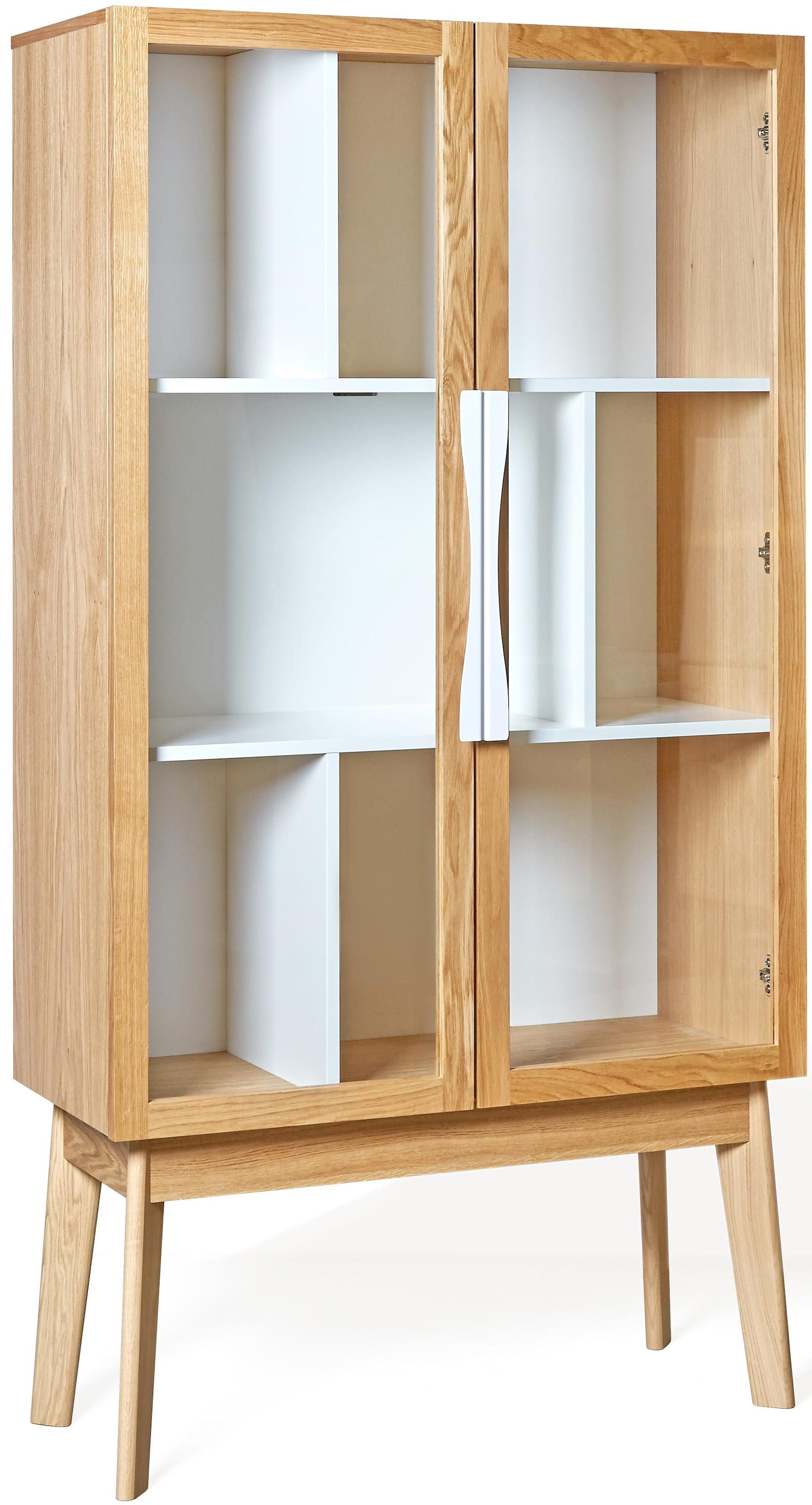 aus mit Glaseinsätzen, »Hilla«, Bücherregal Woodman 88 Breite kaufen Türen cm, Eiche Holzfurnier