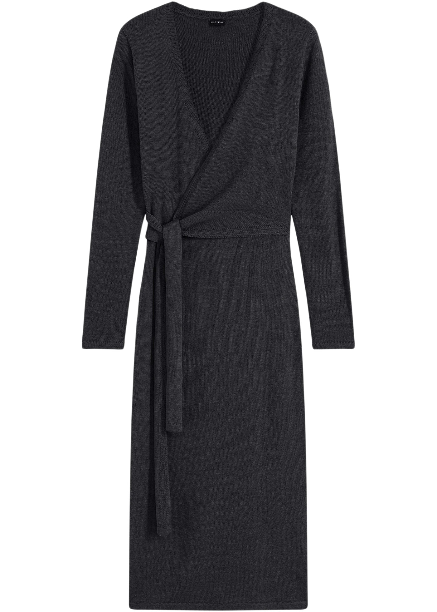 bonprix Strickkleid »Midi-Strickkleid« Midi-Strickkleid in Wickeloptik mit V-Ausschnitt