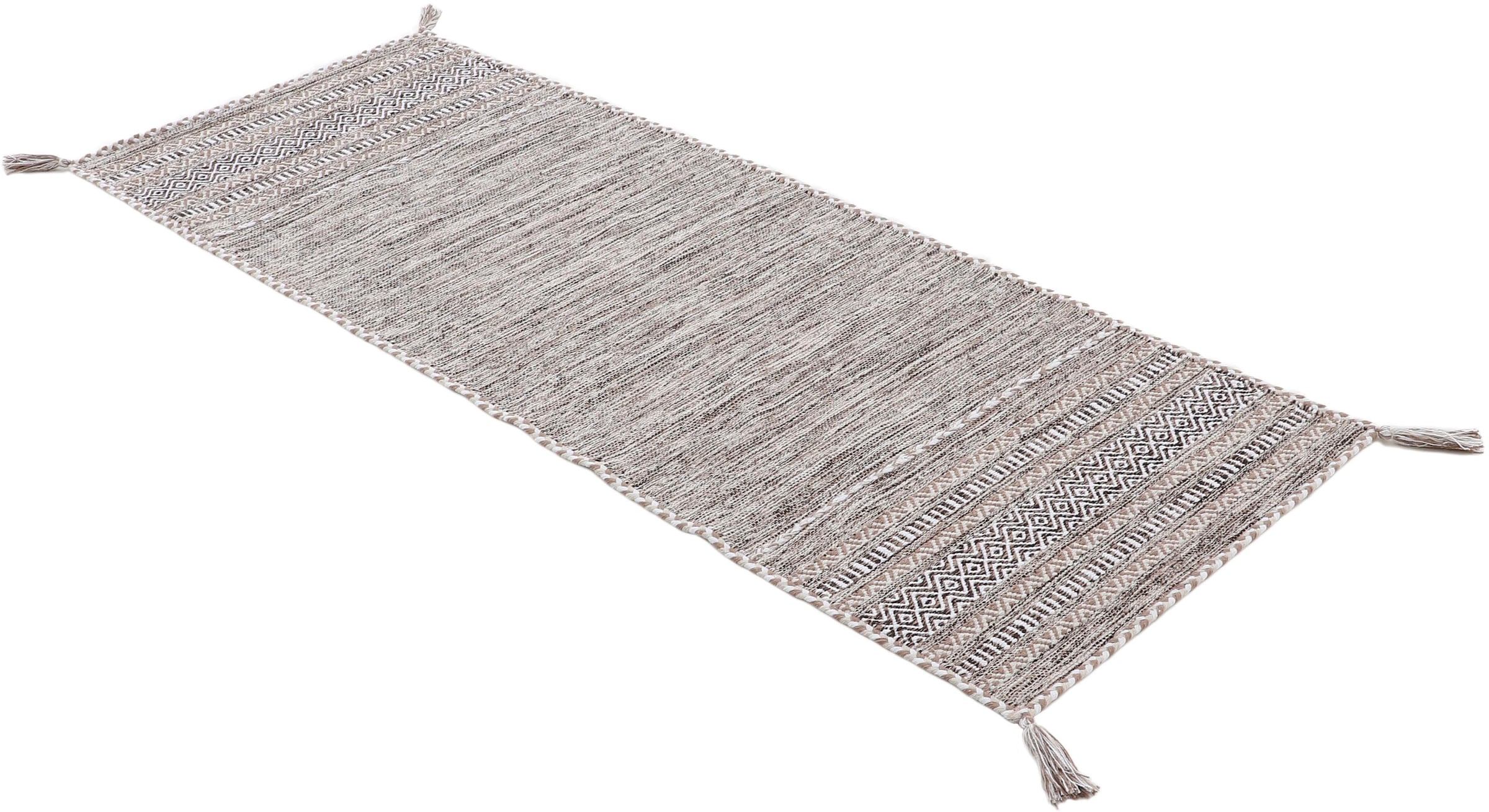 carpetfine Teppich »Kelim Azizi«, rechteckig, 5 mm Höhe, Baumwolle, Wendeteppich mit Fransen, Wohnzimmer