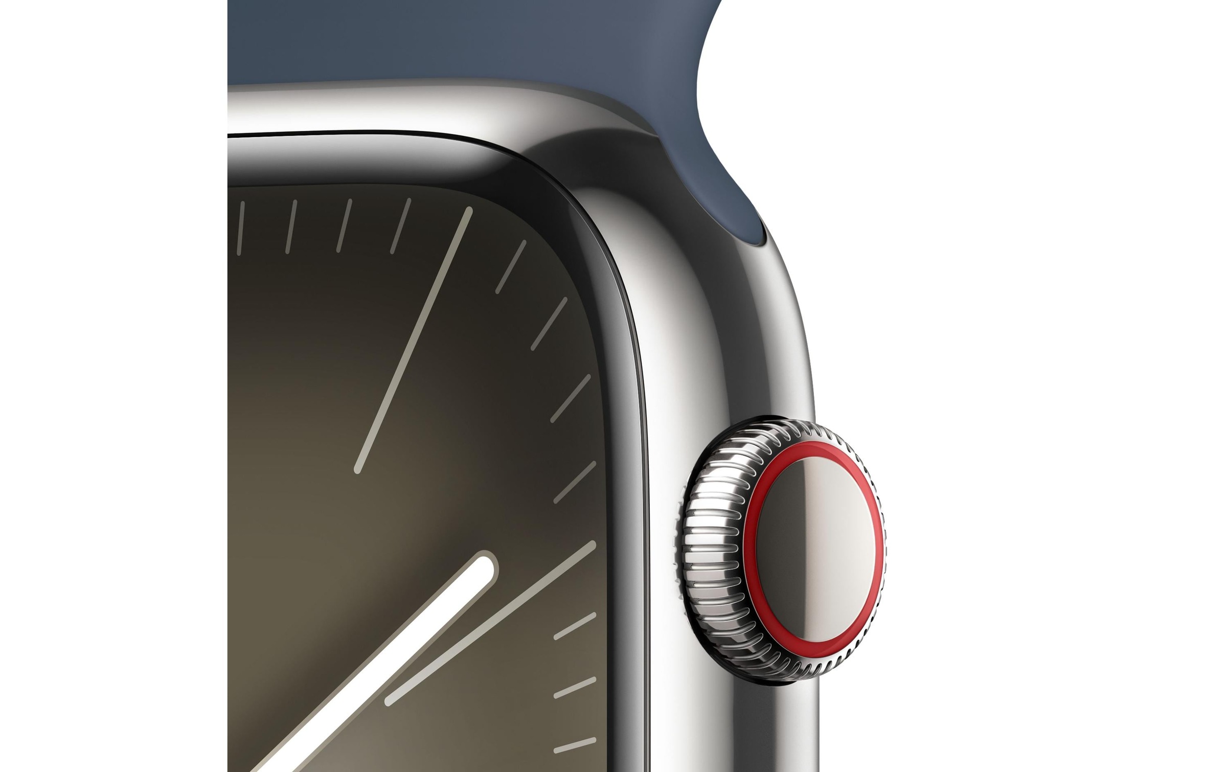 Apple Smartwatch »Series 9, GPS + Cellular, Edelstahl-Gehäuse mit Sportarmband«, Watch OS 10, 64 GB