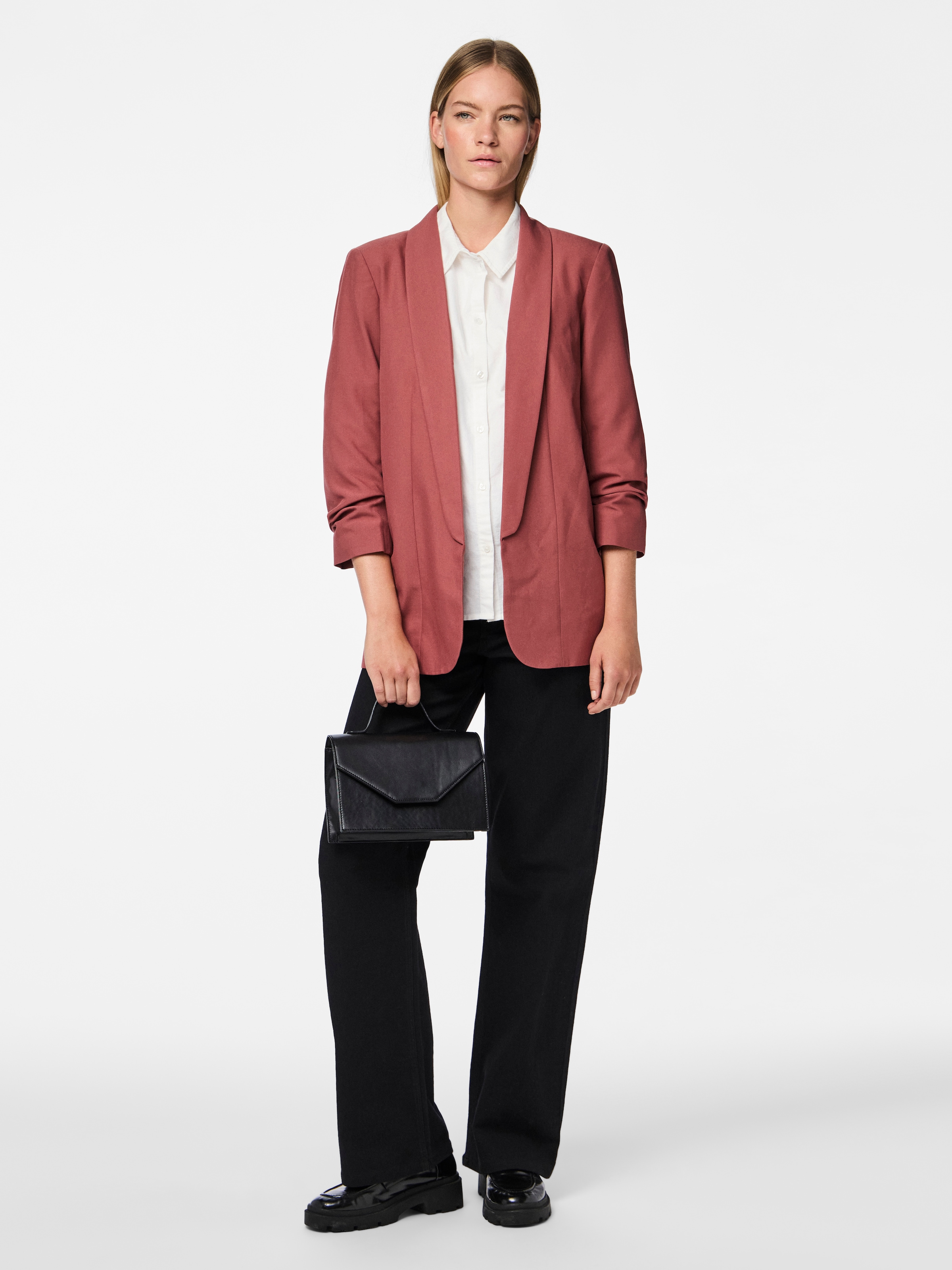 pieces Blazer chemisier »PCBOSELLA 3/4 BLAZER NOOS« mit Faltendetail am Ärmel