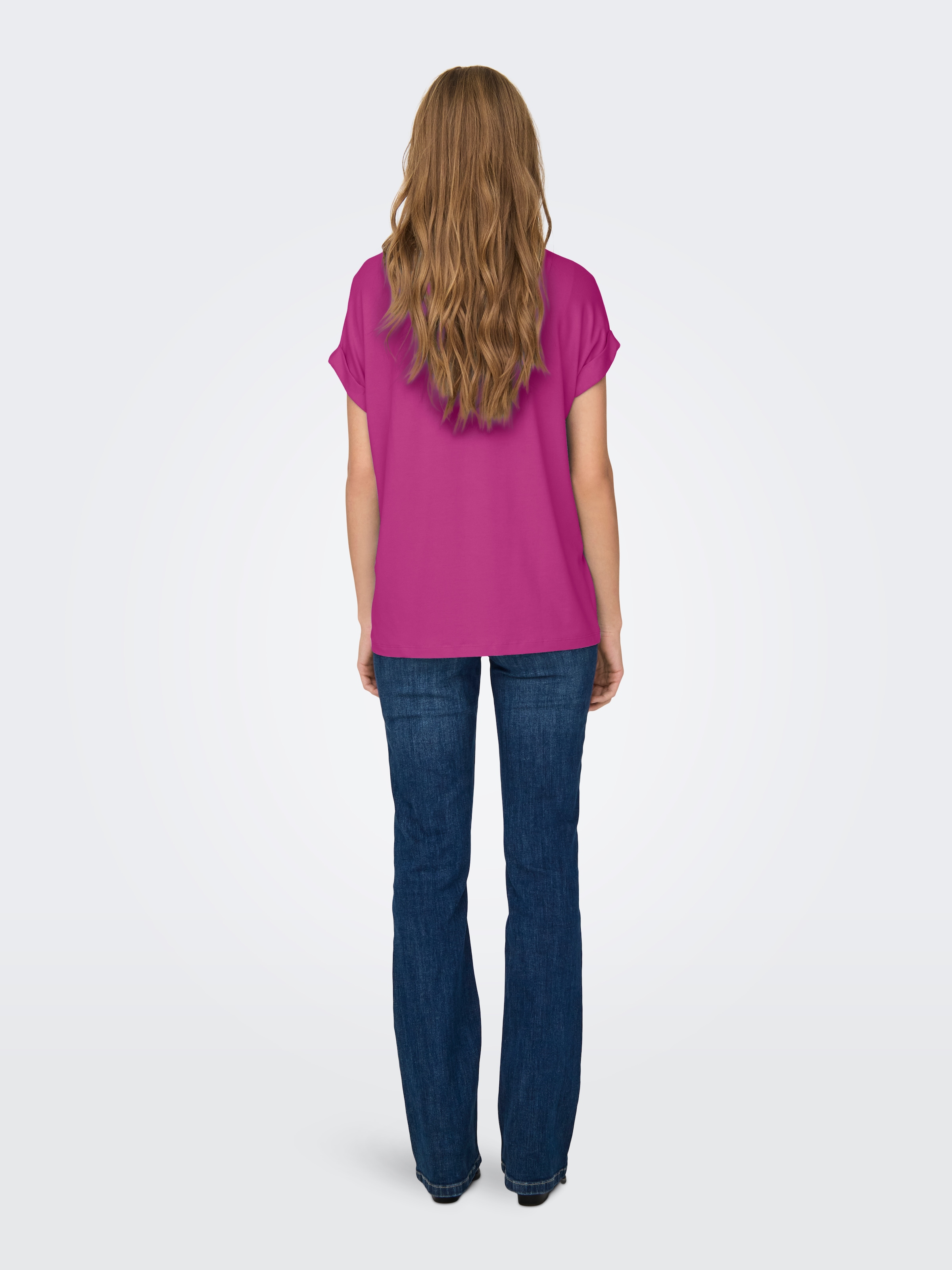 ONLY T-Shirt »ONLMOSTER – Kurzarmshirt mit Aufschlag und klassischem Look«, unifarben, casual, regular fit, Viskosemischung, Rundhals