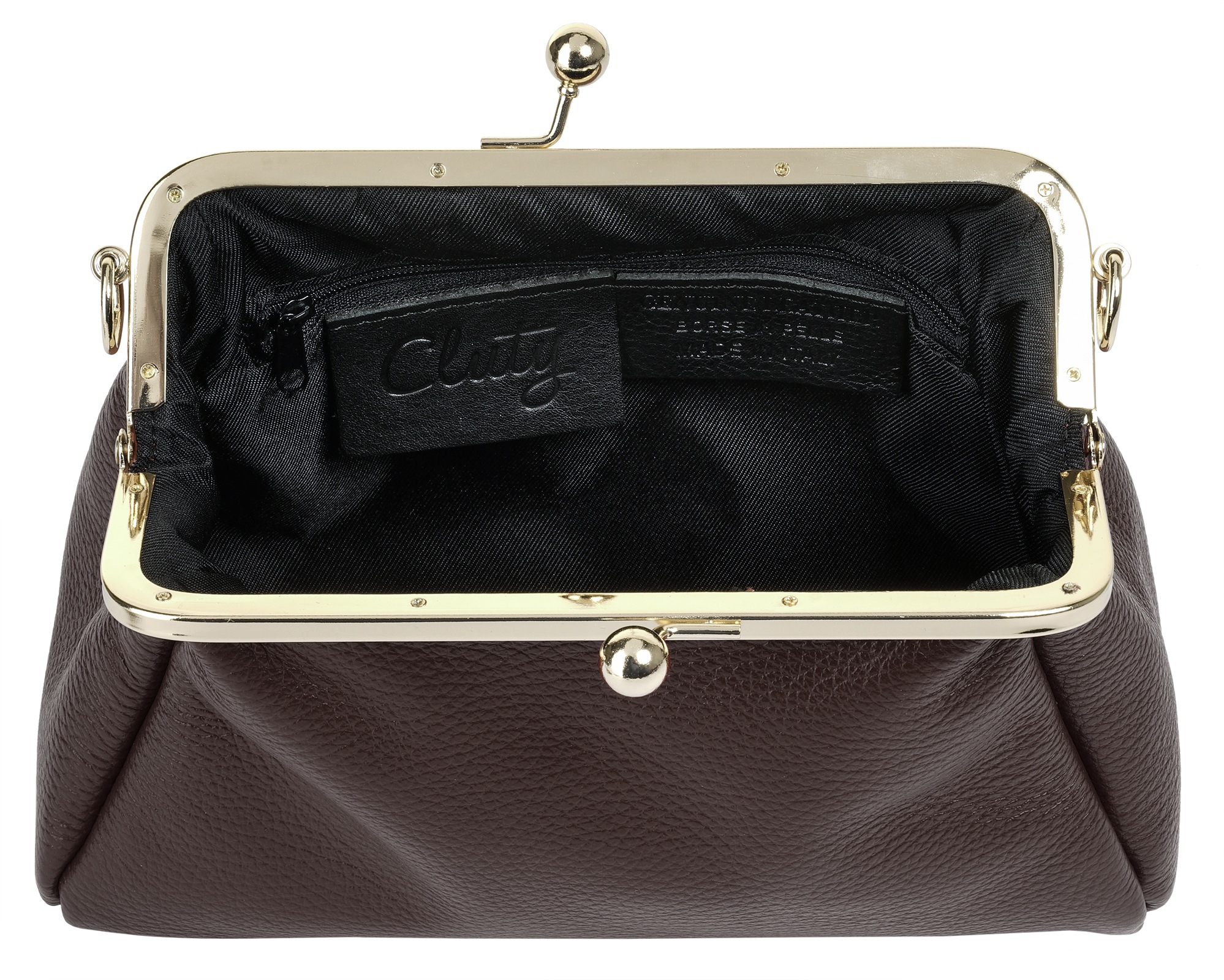 Cluty Abendtasche, echt Leder, Made in Italy
