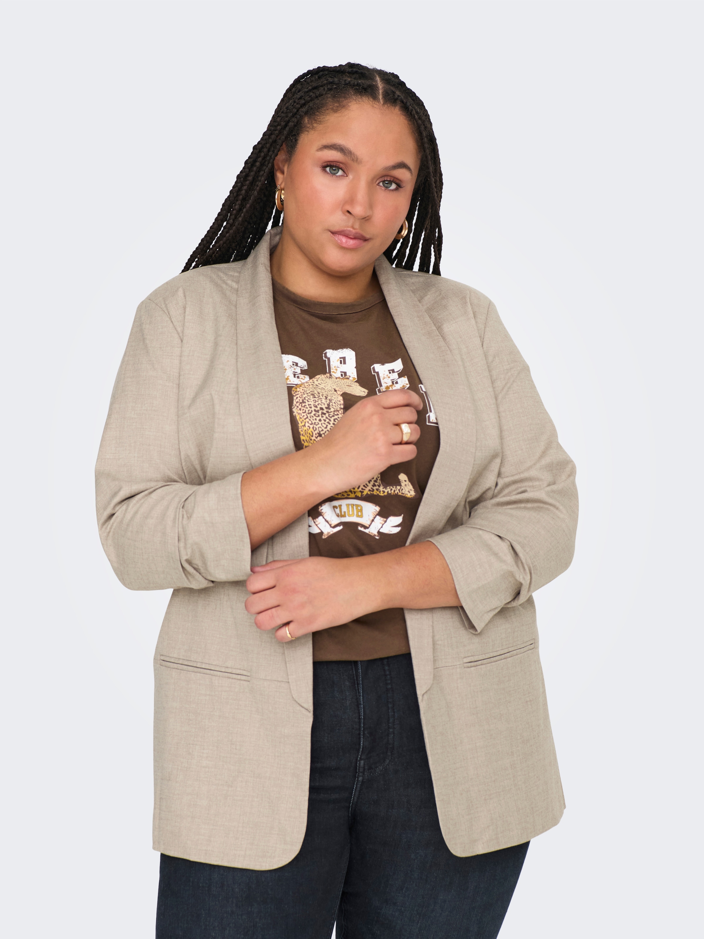 Image of ONLY CARMAKOMA Kurzblazer "CARELLY 3/4 LIFE BLAZER WVN" Kunstfaser mit Stretch