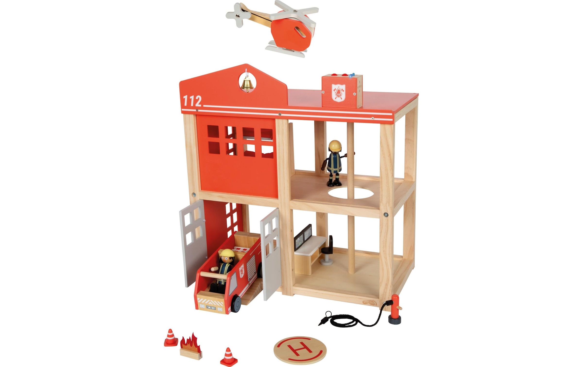Small Foot Caserne de pompiers ludique »Grosse Feuerwache mit Zubehör« batteriebetriebenes Sound- & Lichtmodul für realistische Einsätze