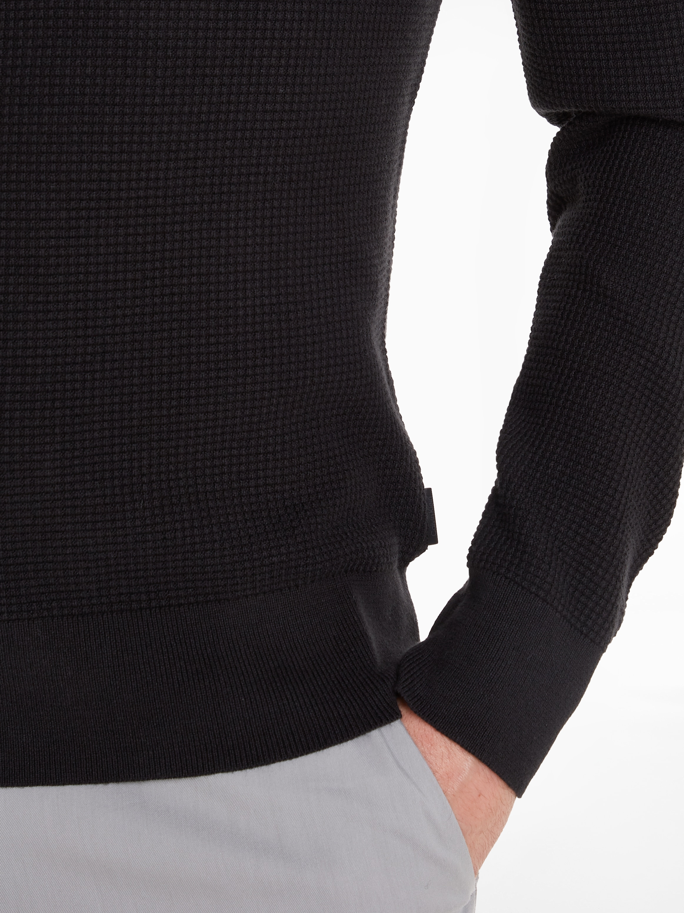 Calvin Klein Rundhalspullover »WAFFLE STRUCTURE SWEATER«, mit Markenlabel