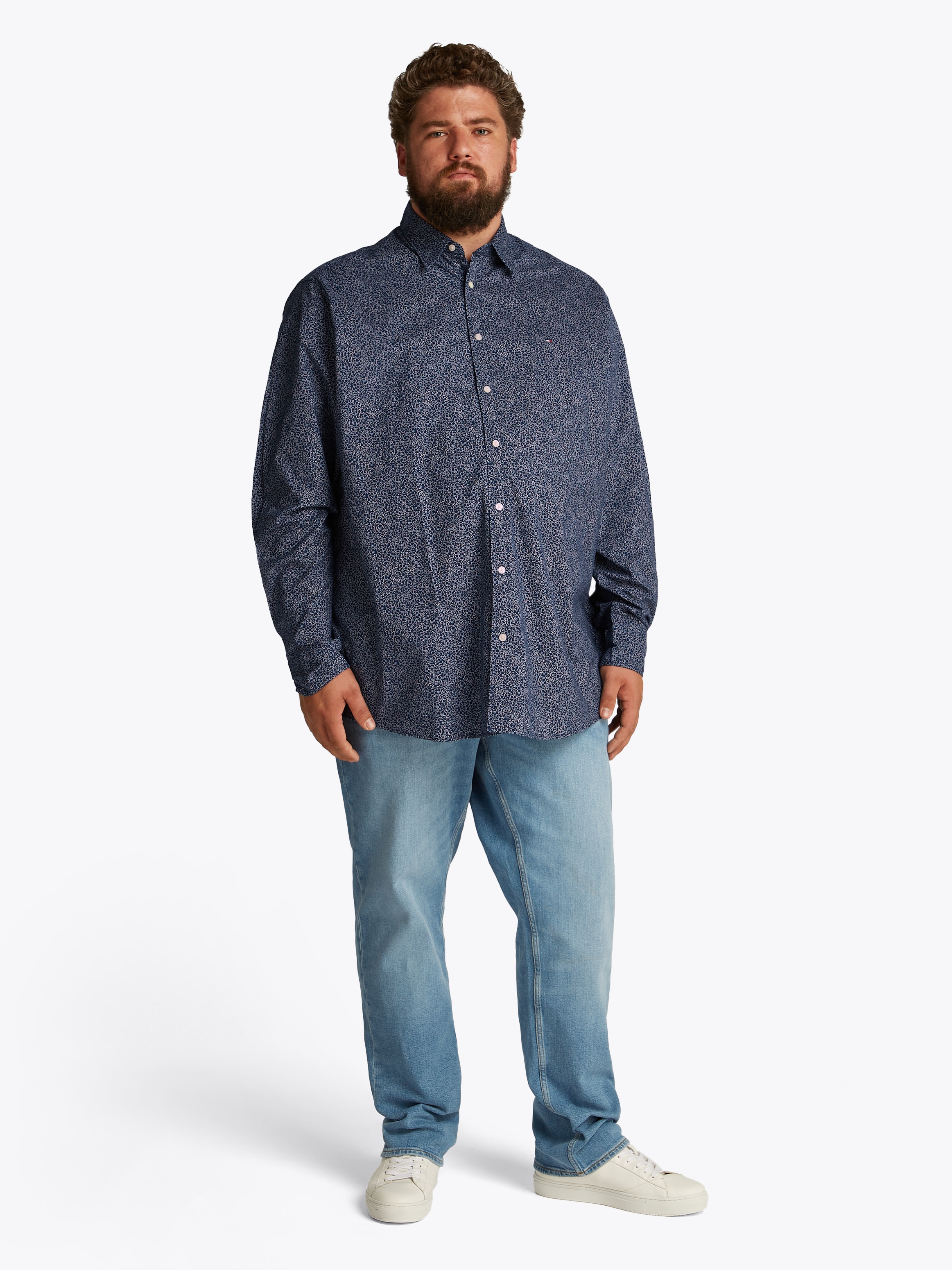 Tommy Hilfiger Big & Tall Langarmhemd »BT-FLX POPLIN LINR FLORAL S-B«, in Grossen Grössen, Logostickerei