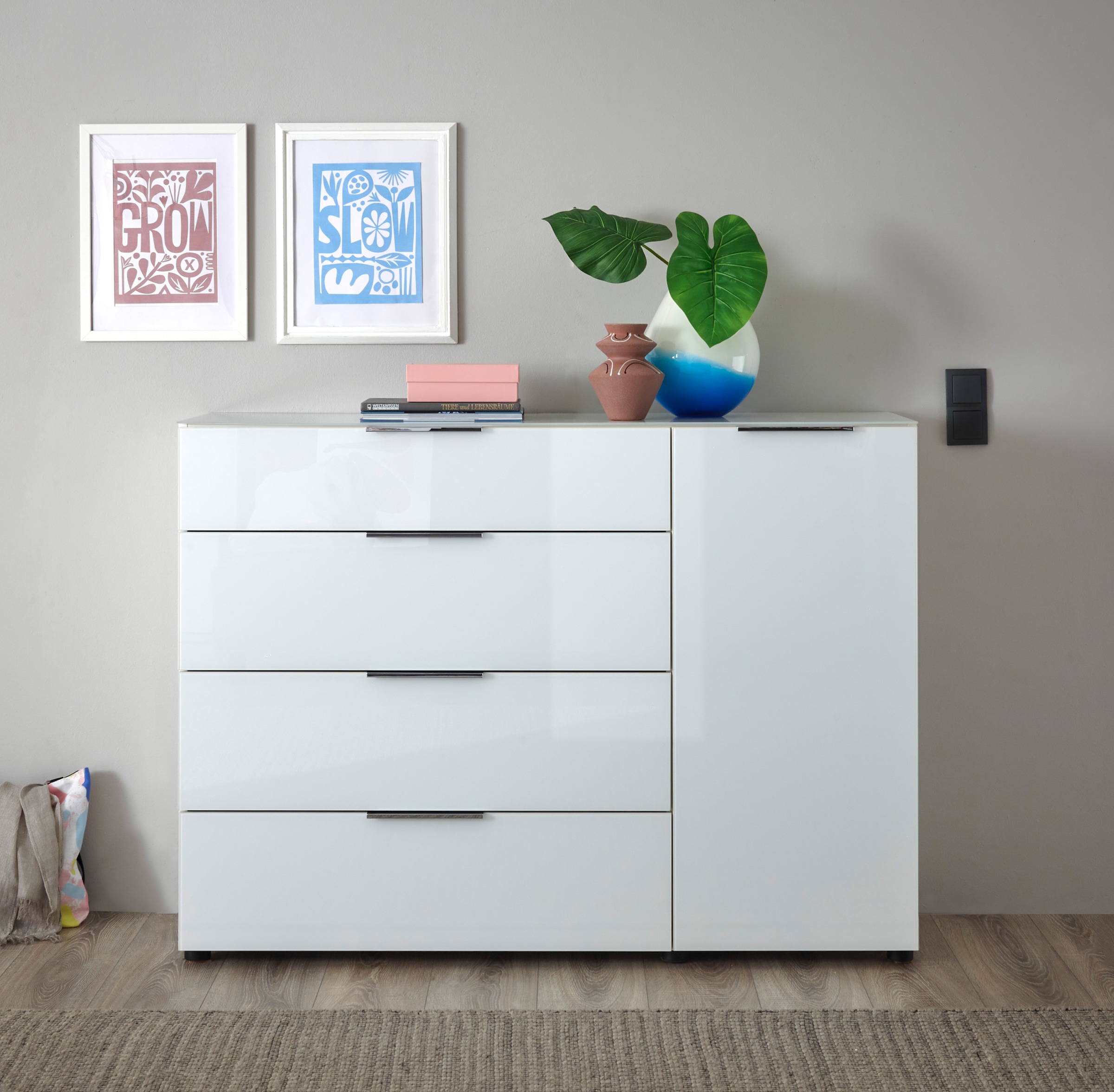 HBZ Commode »Santorin, BxHxT 135x99x40 cm« 1 cuis tlg. Breite 135cm, Softclose für Türen und Schubkästen, Melaminbeschichtung