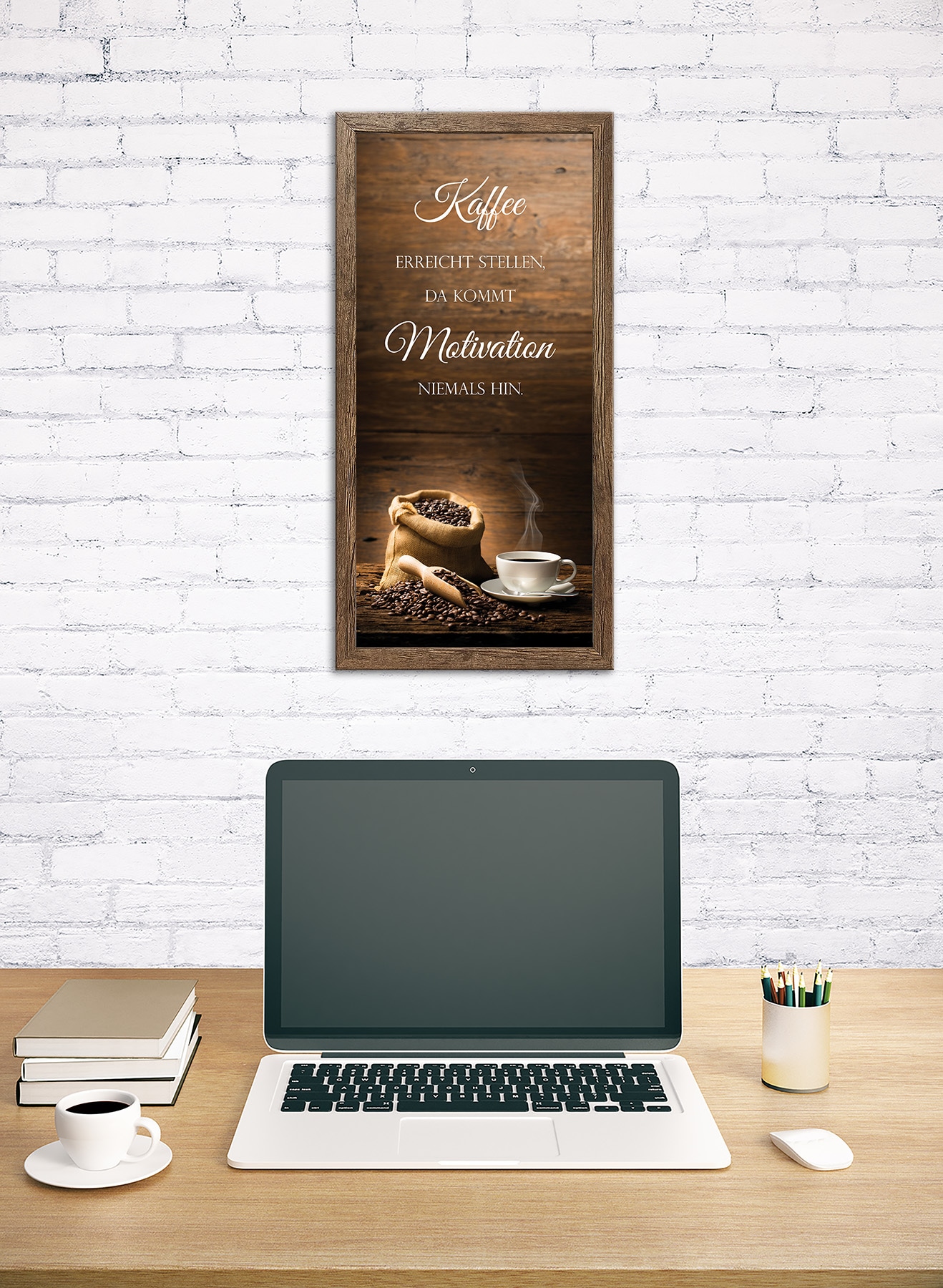 Bönninghoff Bild mit Rahmen »Wandbild gerahmt KAFFEEBEUTEL MIT SPRUCH 23x49 cm – Wanddeko« Kaffee | Kaffee Bilder | Sprüche | Sprüche & Texte 1 Stk. tlg. mit dekorativem Rahmen