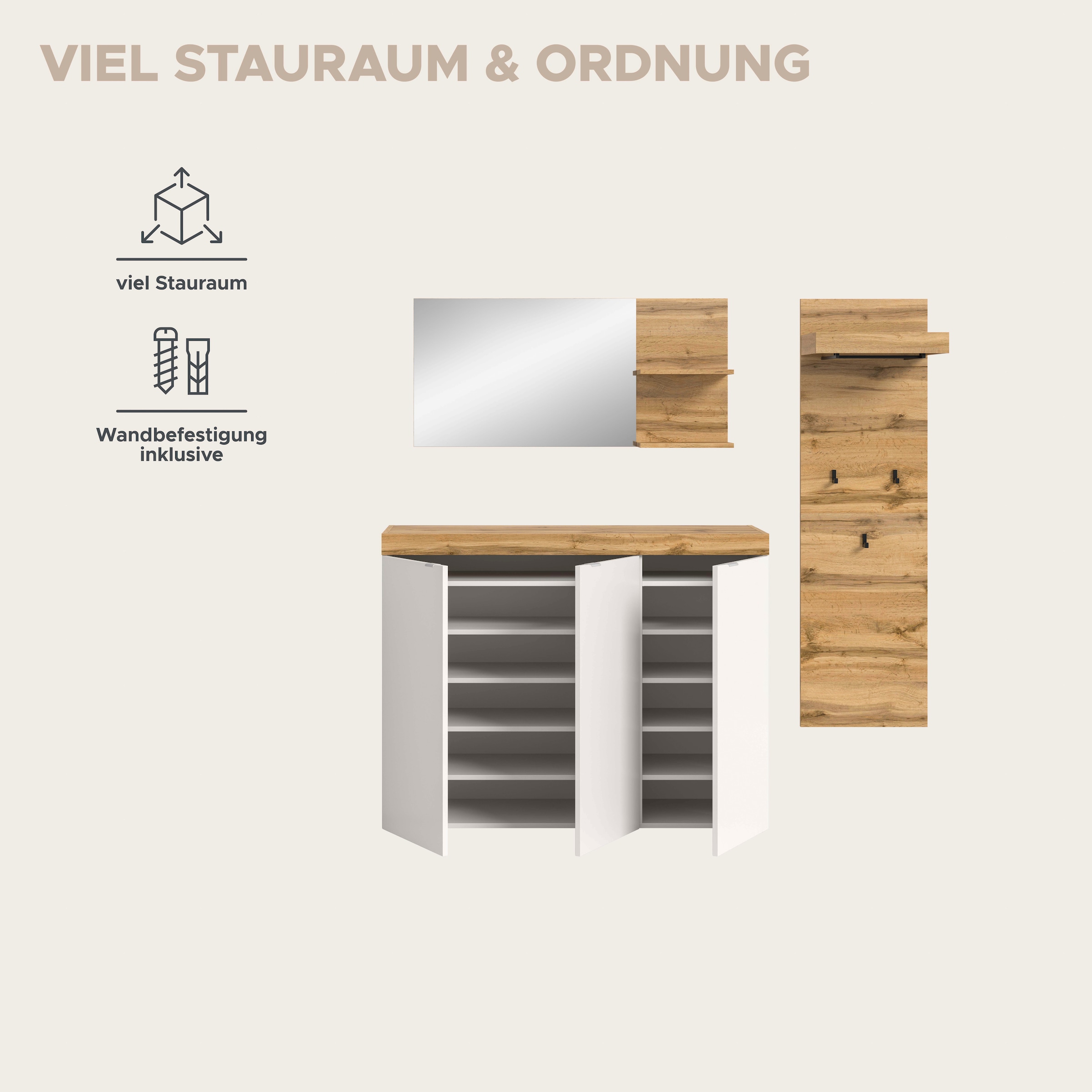 GOODproduct Garderoben-Set »MAMBO II, 3-teilig, hängend oder stehend montierbar« 3 Stk. tlg.