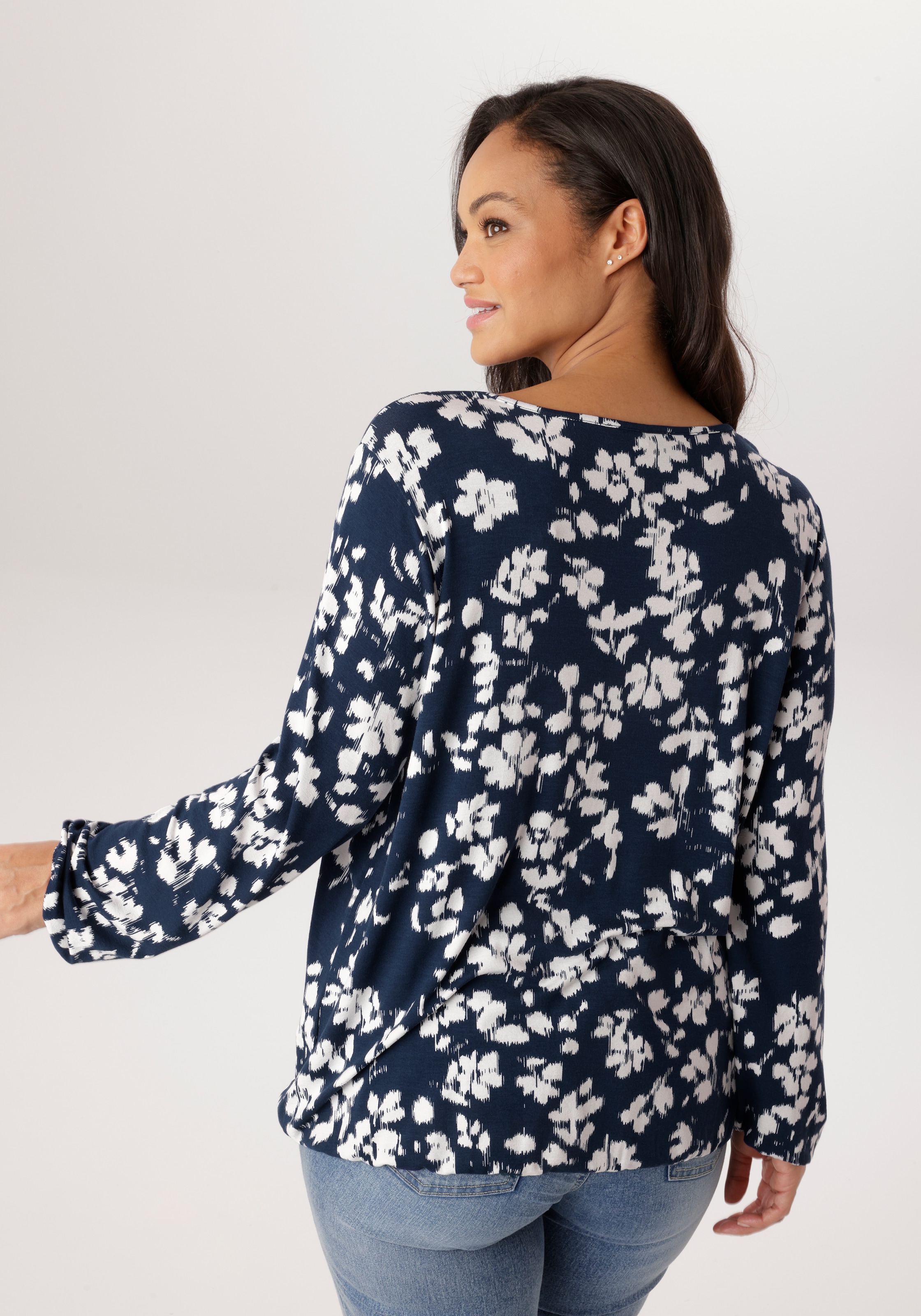 Aniston PLUS Langarmshirt aus weich fliessender Viskose - NEUE KOLLEKTION