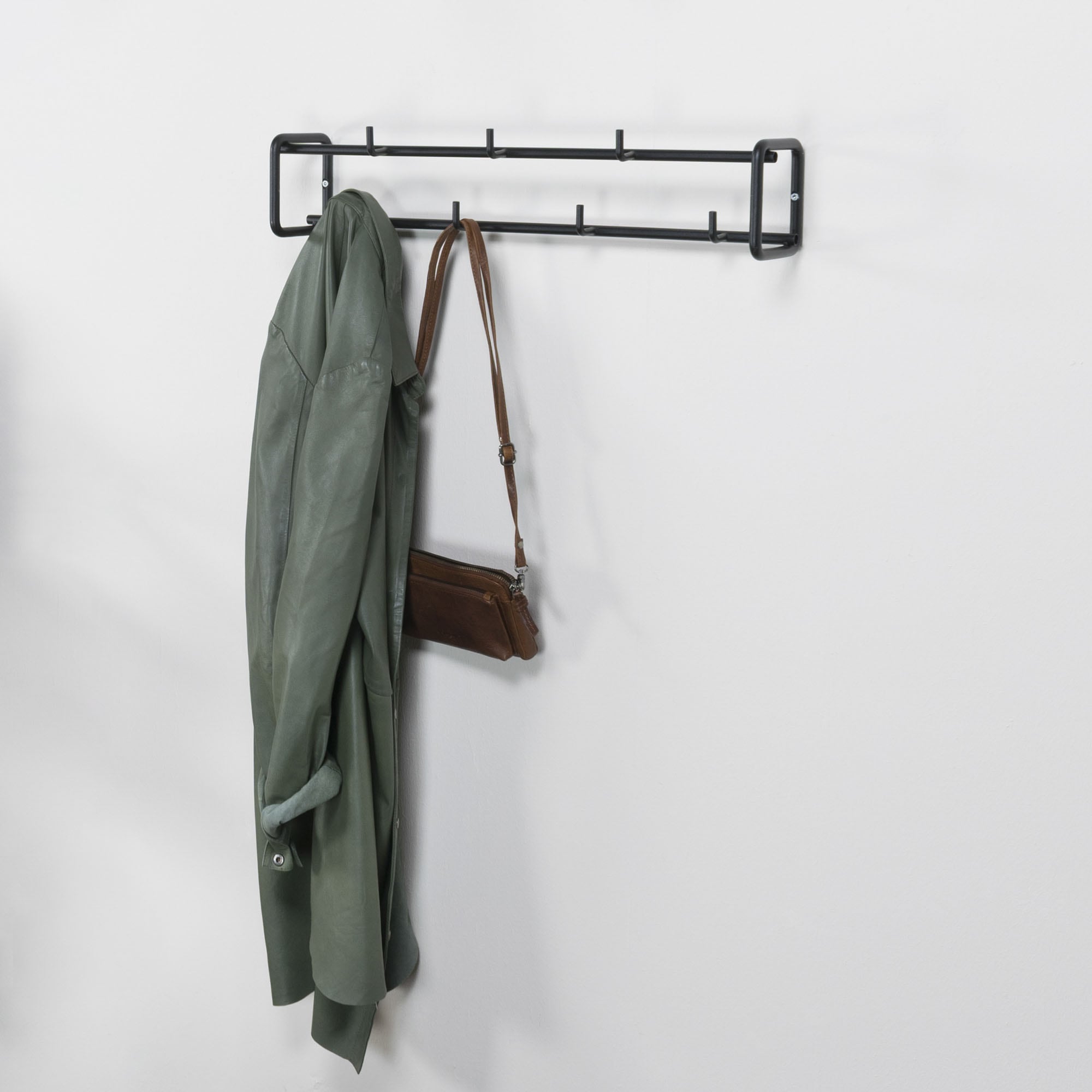 Image of Spinder Design Garderobenleiste "CLINT 1" Schlanke, minimalistische Wandgarderobe va Stahl mit 8 Haken