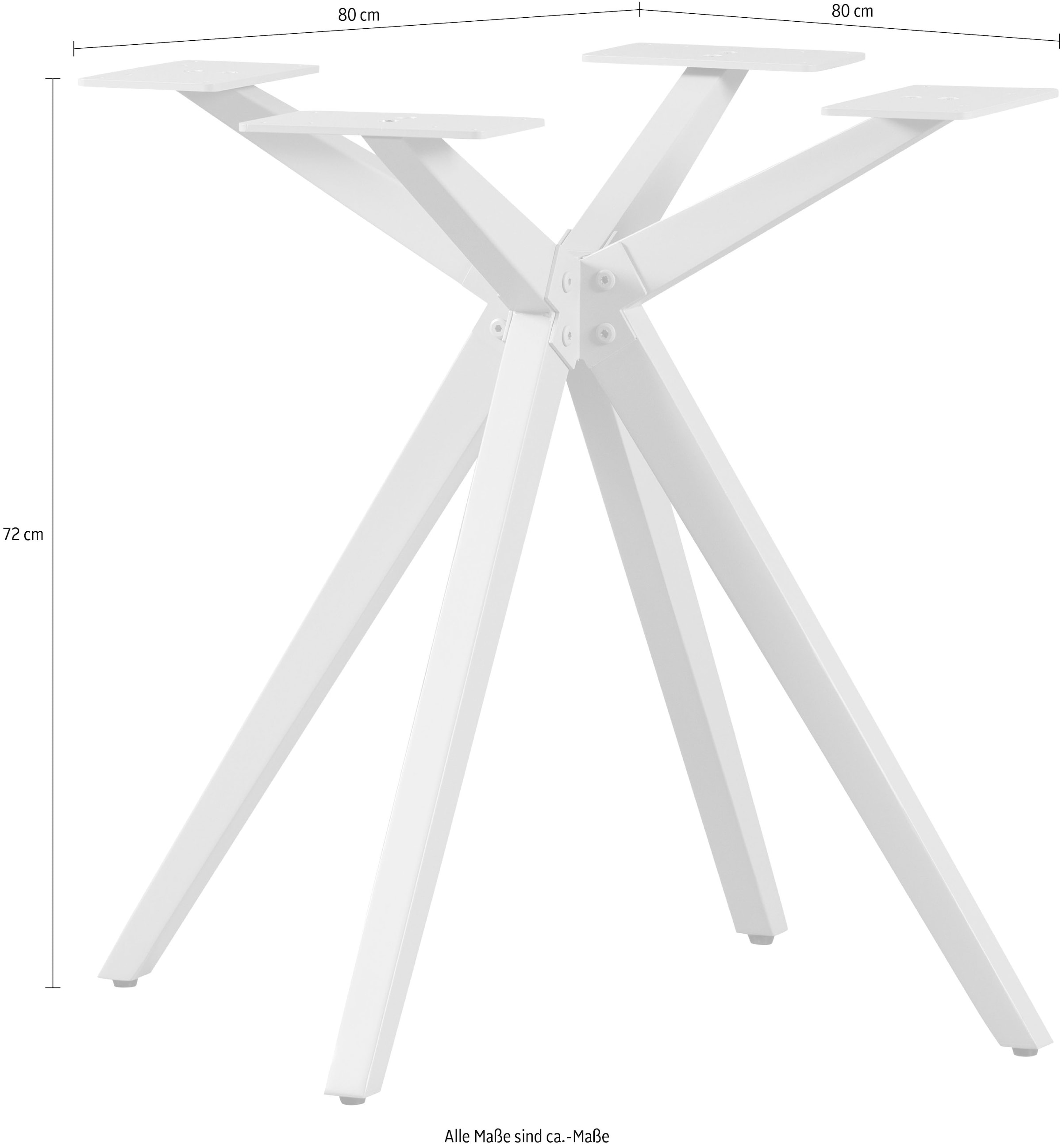 WOOOD Pied de table »Tablo Holland aus Metall mit Pulverbeschichtung Ø 80 x H 72 cm« structure croisée Ø 3,5 cm, capacité de charge 120 kg, facile à monter