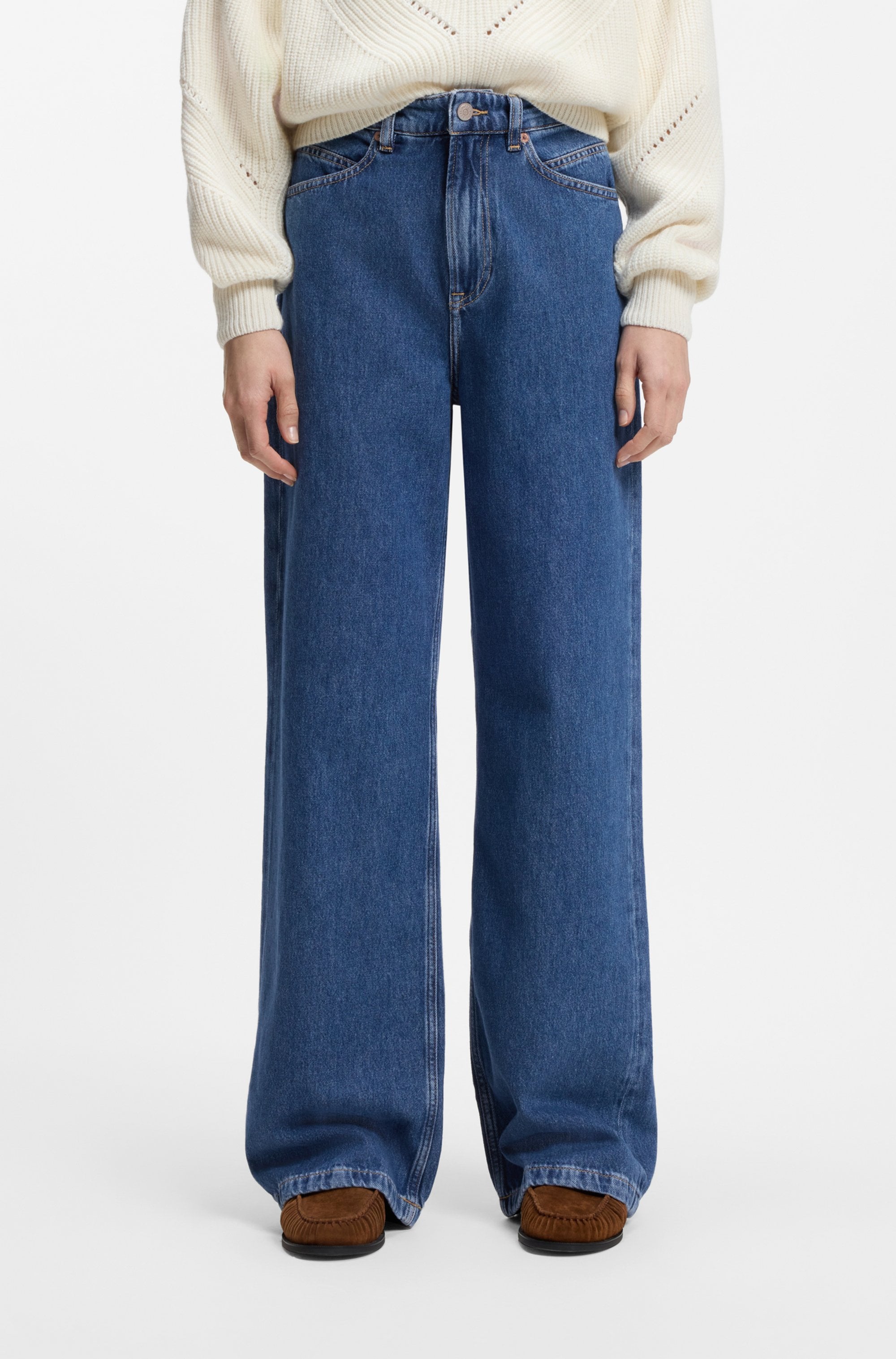 Image of BOSS ORANGE Weite Jeans "MARLENE HR 10.0 Premium Damenmode" mit hohem Bund
