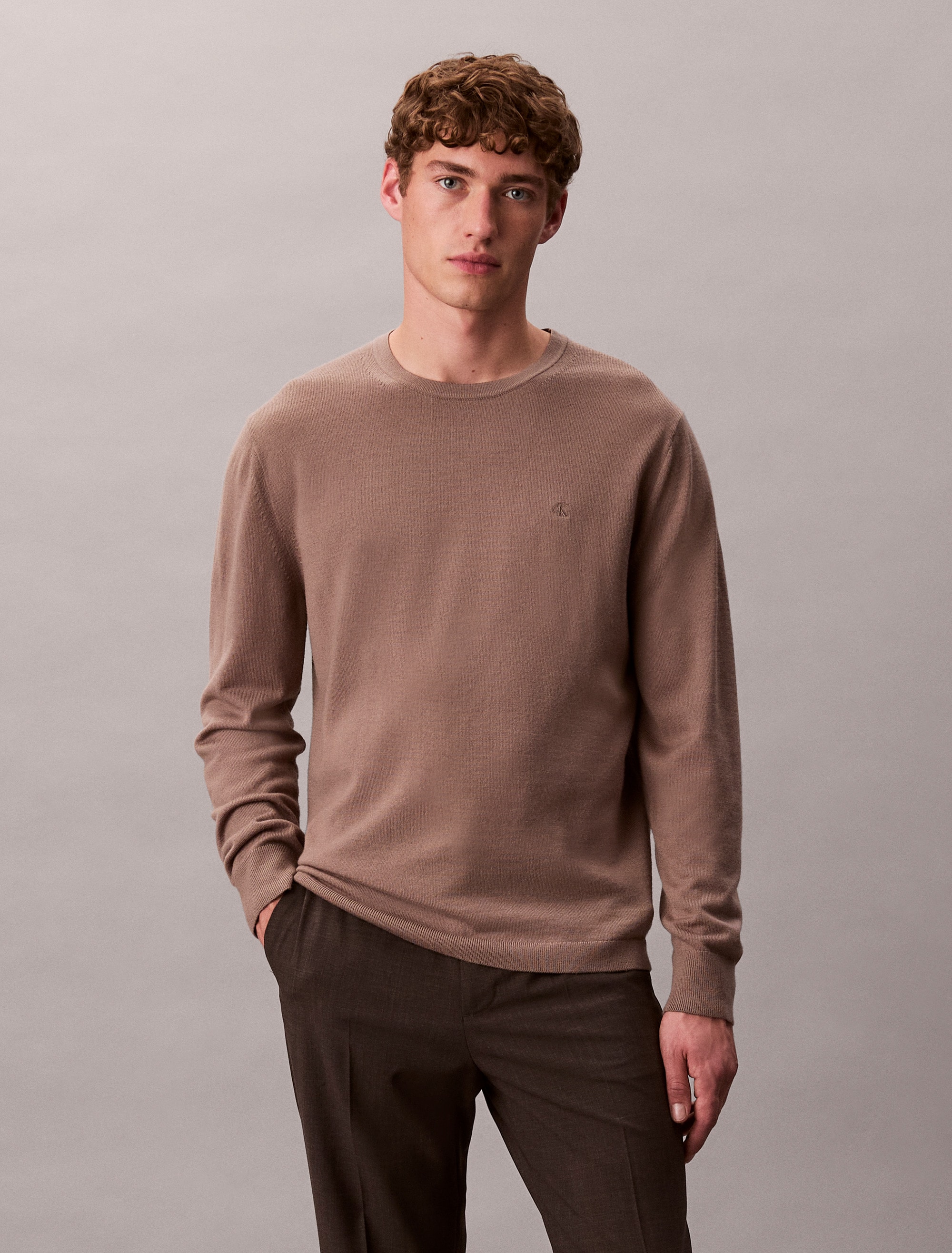 Image of Calvin Klein Strickpullover "LS 100% MERINO CREW 14GG" Mit Rundhalsausschnitt, regular fit