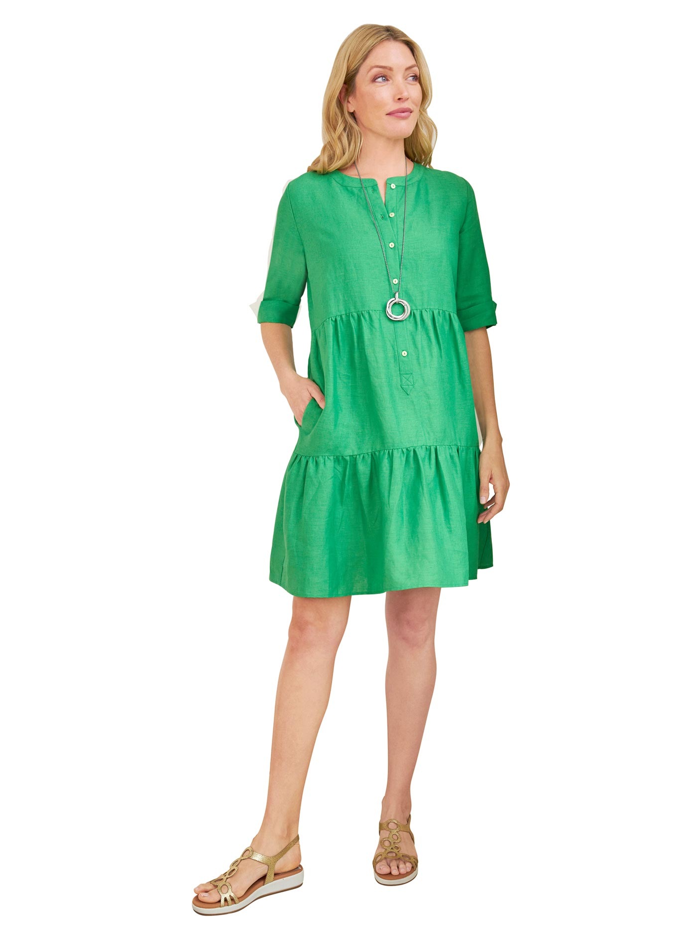 Image of LINEA TESINI by Heine A-Linien-Kleid »Leinen-Kleid« bei Ackermann Versand Schweiz