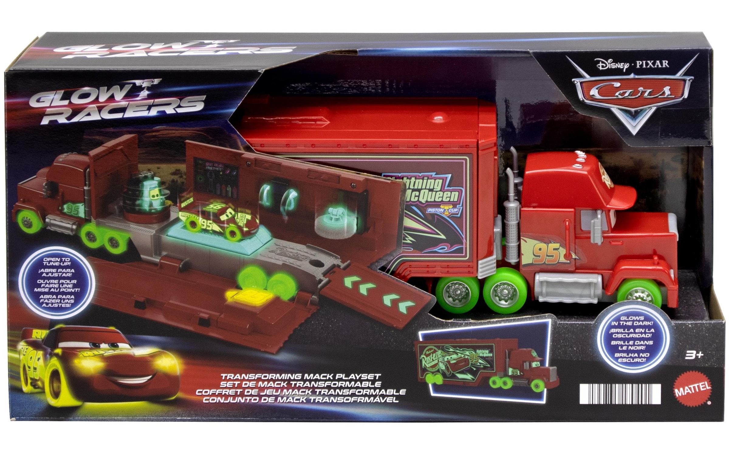 Mattel® Autorennbahn »Disney and Pixar Cars Glow Racer Mack Transporter Set«