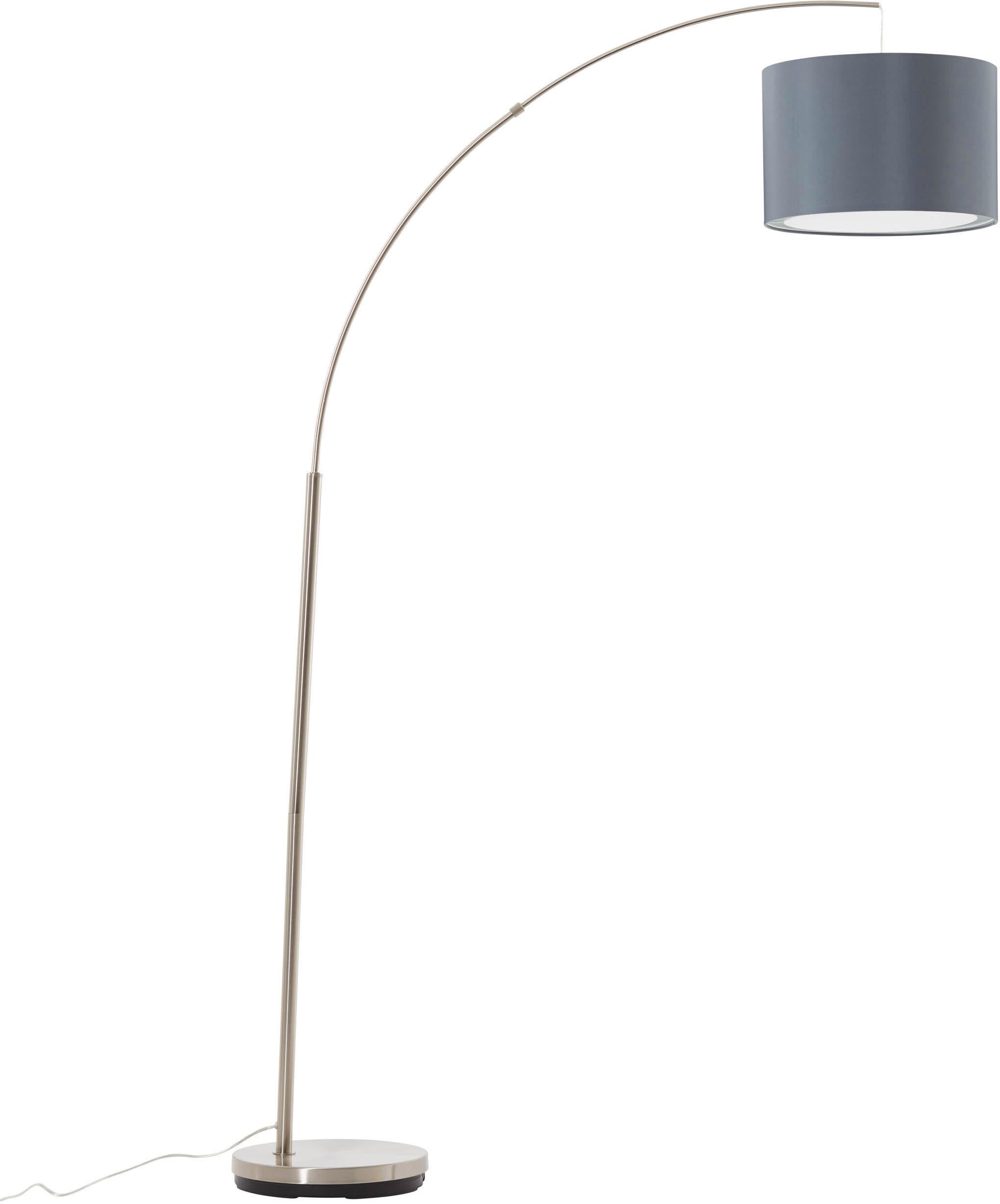 Brilliant Bogenlampe »Clarie«, 1 flammig, Leuchtmittel E27 | ohne Leuchtmittel, 29cm Höhe, E27 max. 60W, LED geeignet, mit grauem Textilschirm