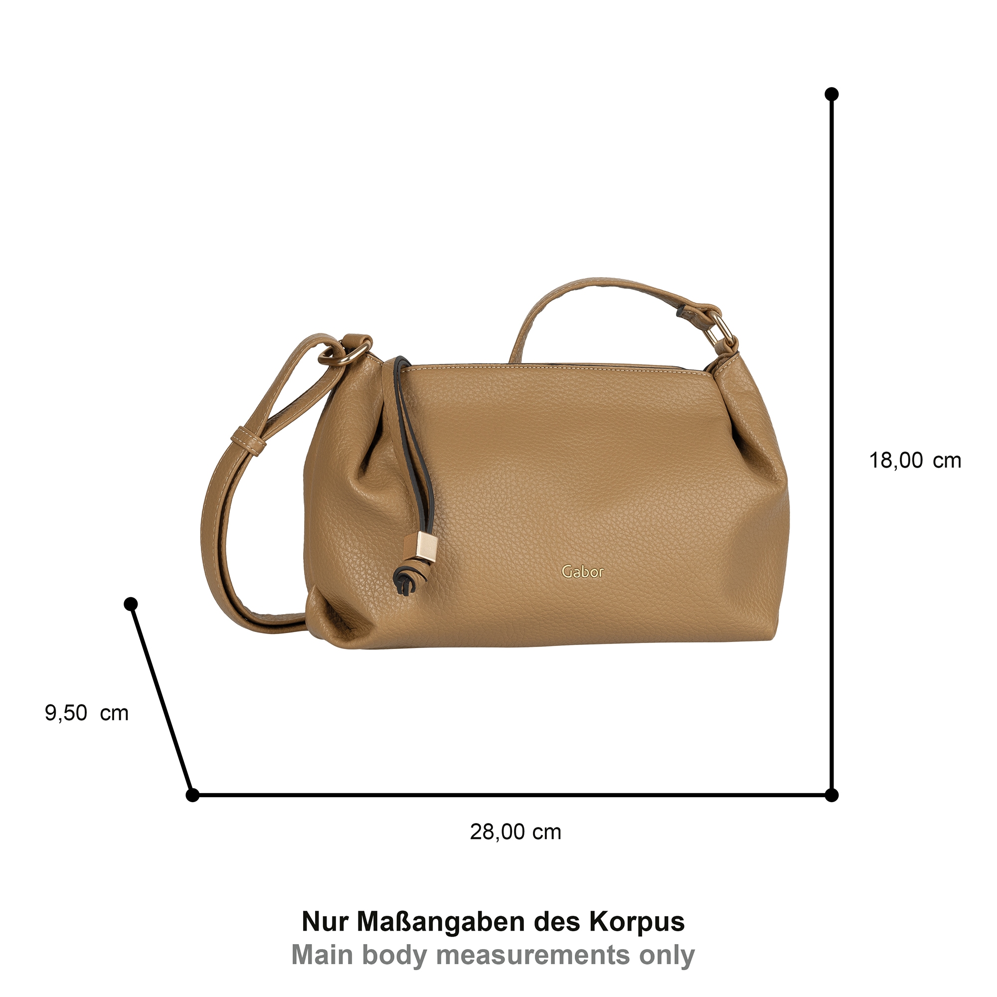 Gabor Umhängetasche »Telia« dezente Falten, eleganter Reissverschlusszipper mit goldenem Zierkubus