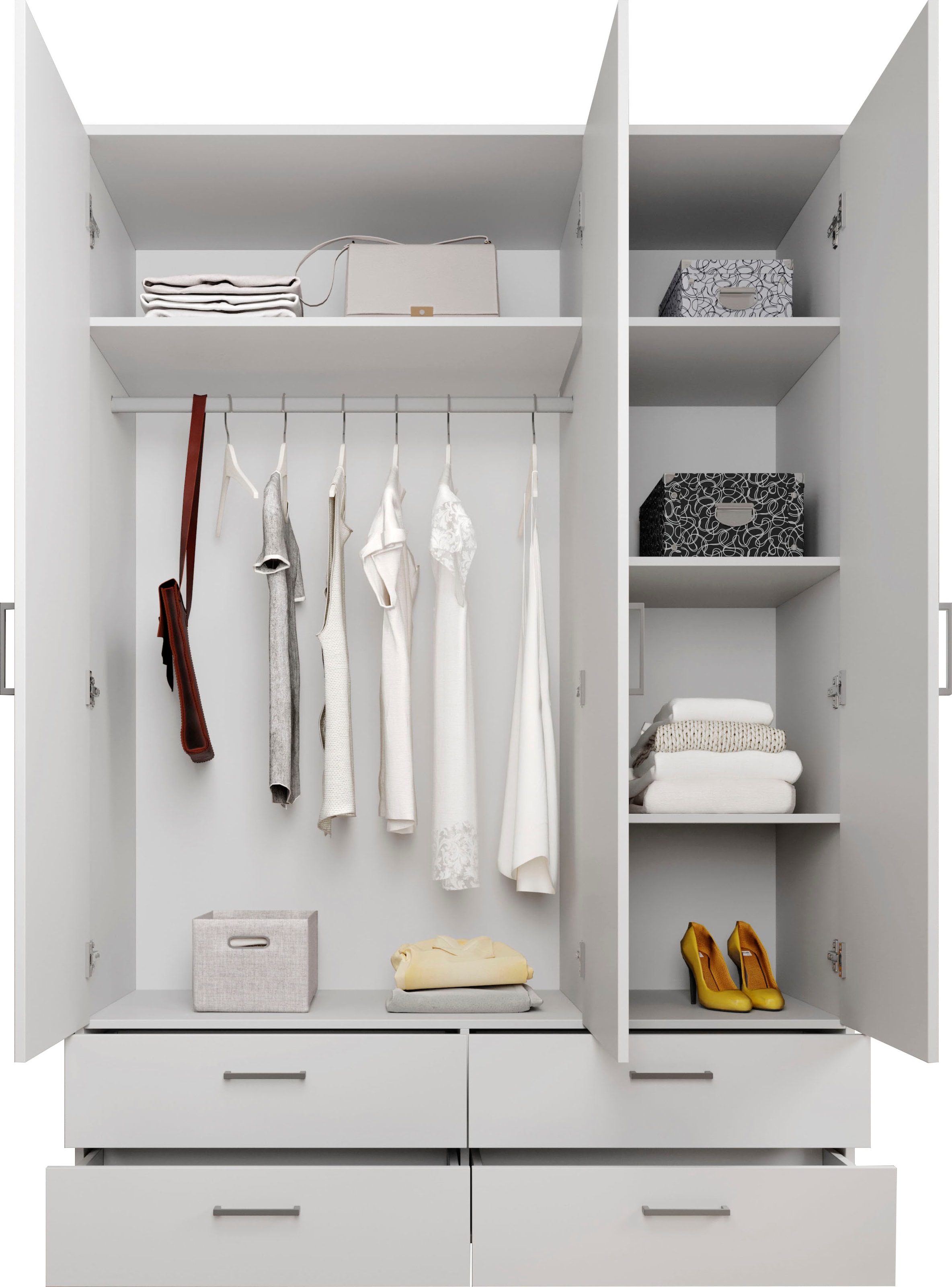 Schlafkontor Drehtürenschrank »Spazio«, weiss, Schlafzimmerschrank mit Spiegel