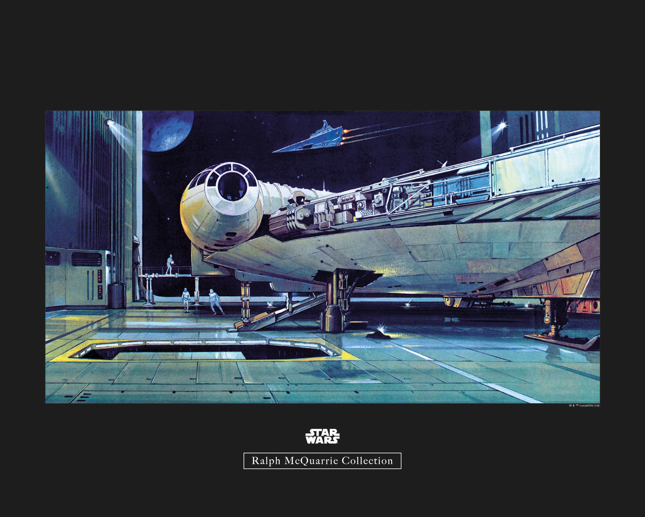 Image of Komar Bild "Star Wars Classic RMQ Falcon Hangar" Star Wars 1 Stk. tlg. Wandbild zur Dekoration im Kinderzimmer - ohne Rahmen